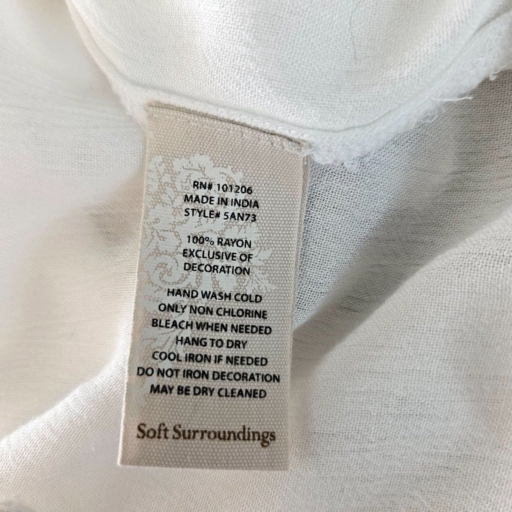 Soft Surroundings Soft Surroundings Blouse Kimono Womens 2X White Rayon Long Sleeve Plus Size XXL / US 16-18 / IT 52-54 - 5 Thumbnail