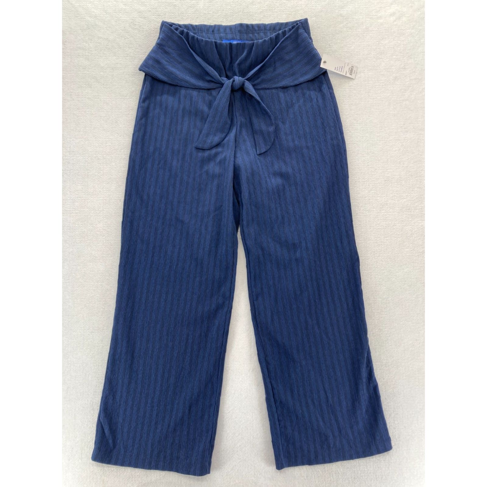 Apt. 9 Apt. 9 Pants Women's Medium Blue Pull On Wide Leg Stretch Fabric Tie Waist NWT Size 32" / US 10 / IT 46 - 2 Thumbnail