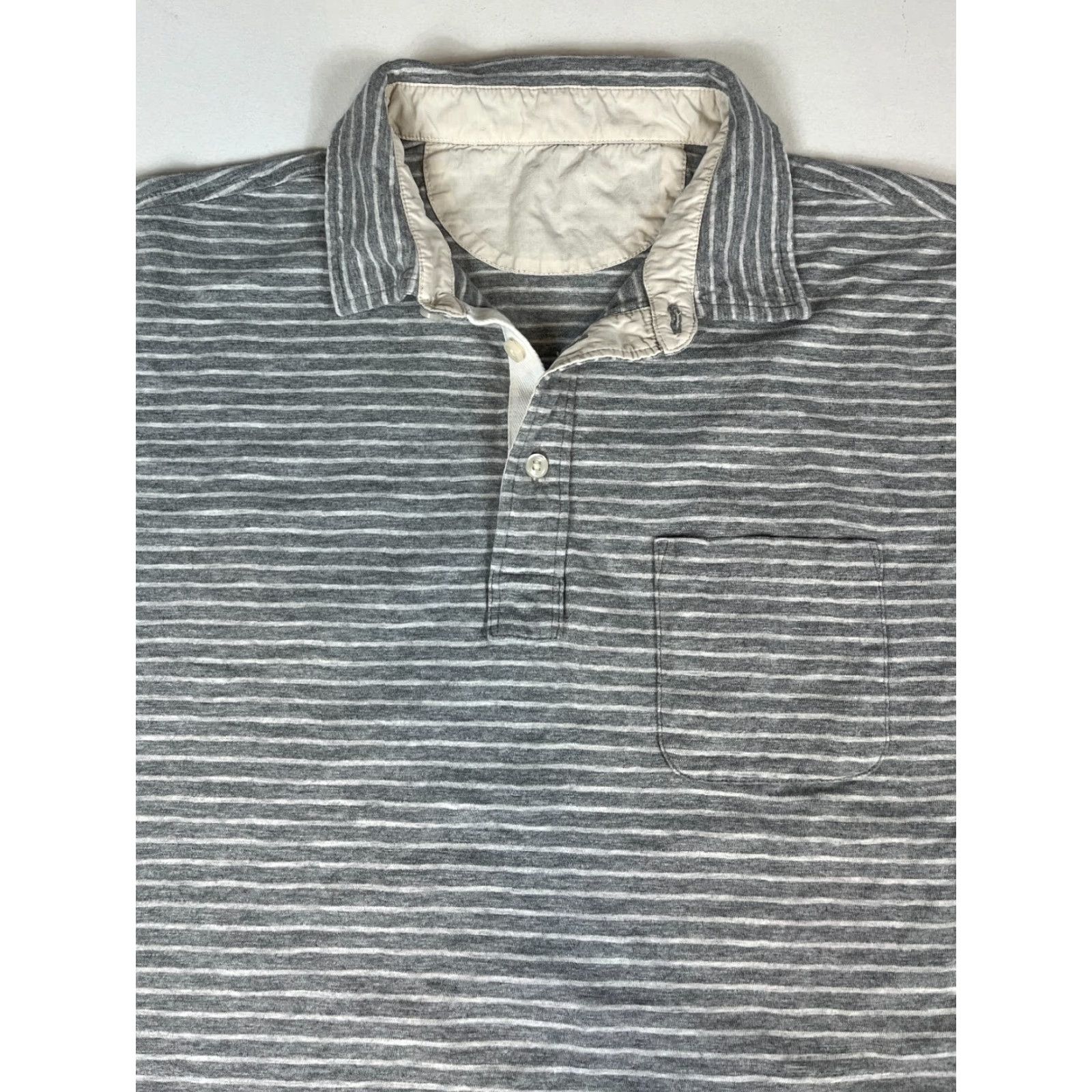 Faherty Faherty Men's Long Sleeve Luxe Polo Shirt Striped Gray M Size US M / EU 48-50 / 2 - 5 Thumbnail