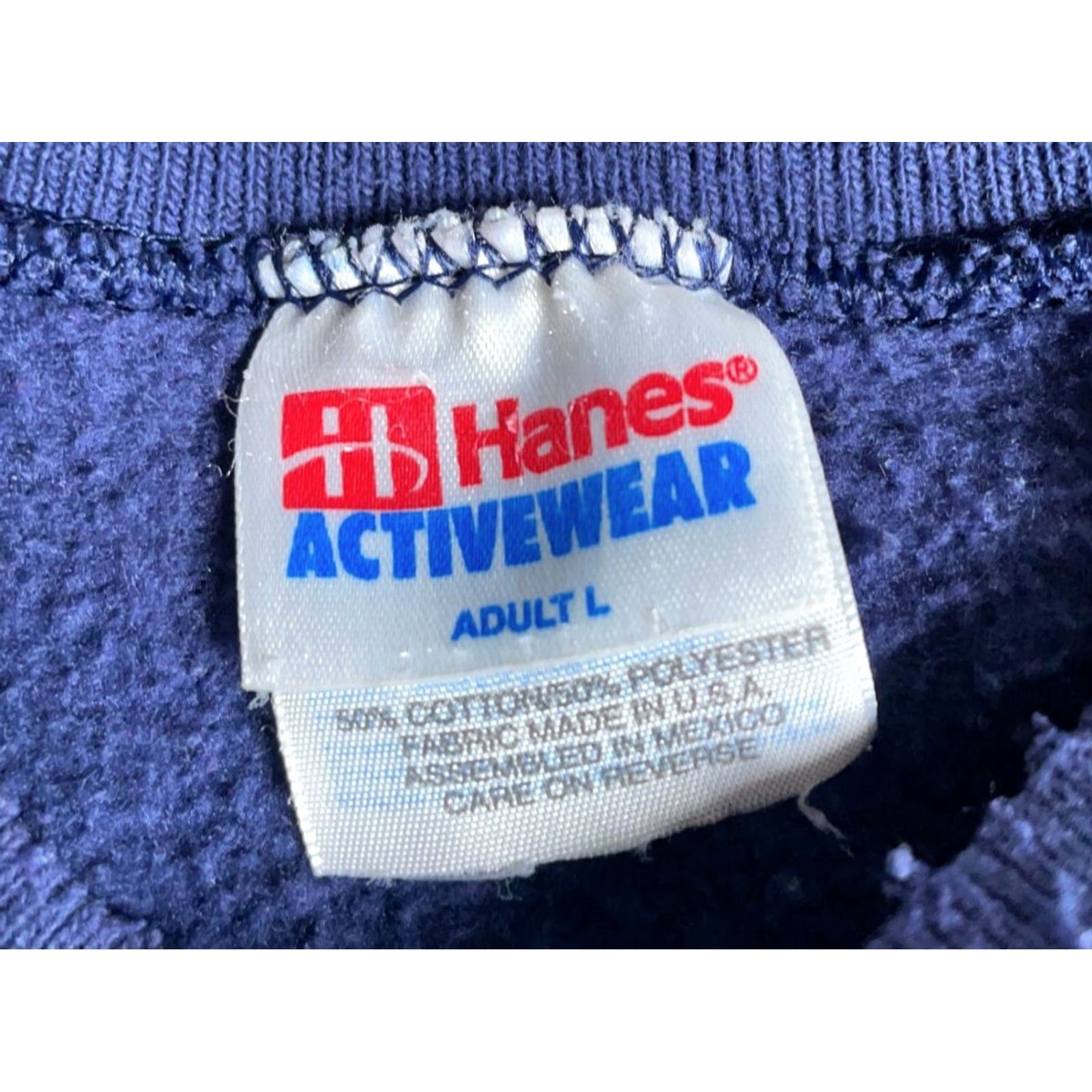 Hanes VINTAGE Hanes Sweatshirt Crewneck 90s Nautical Dark Blue Men Large Woolly Cotton Fleece Graphic Print Logo City Wixom Lake Michigan Size US L / EU 52-54 / 3 - 3 Thumbnail