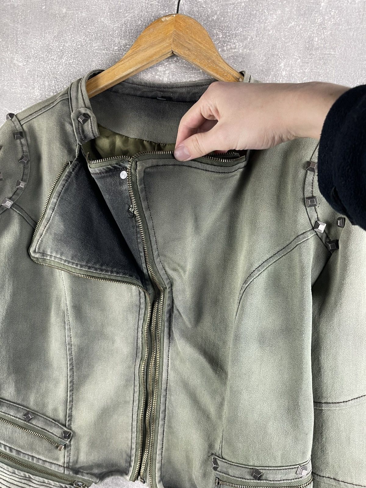 Other Y2K Avant Garde Faded Japanese Cropped Jacket Green Washed Size L / US 10 / IT 46 - 10 Thumbnail