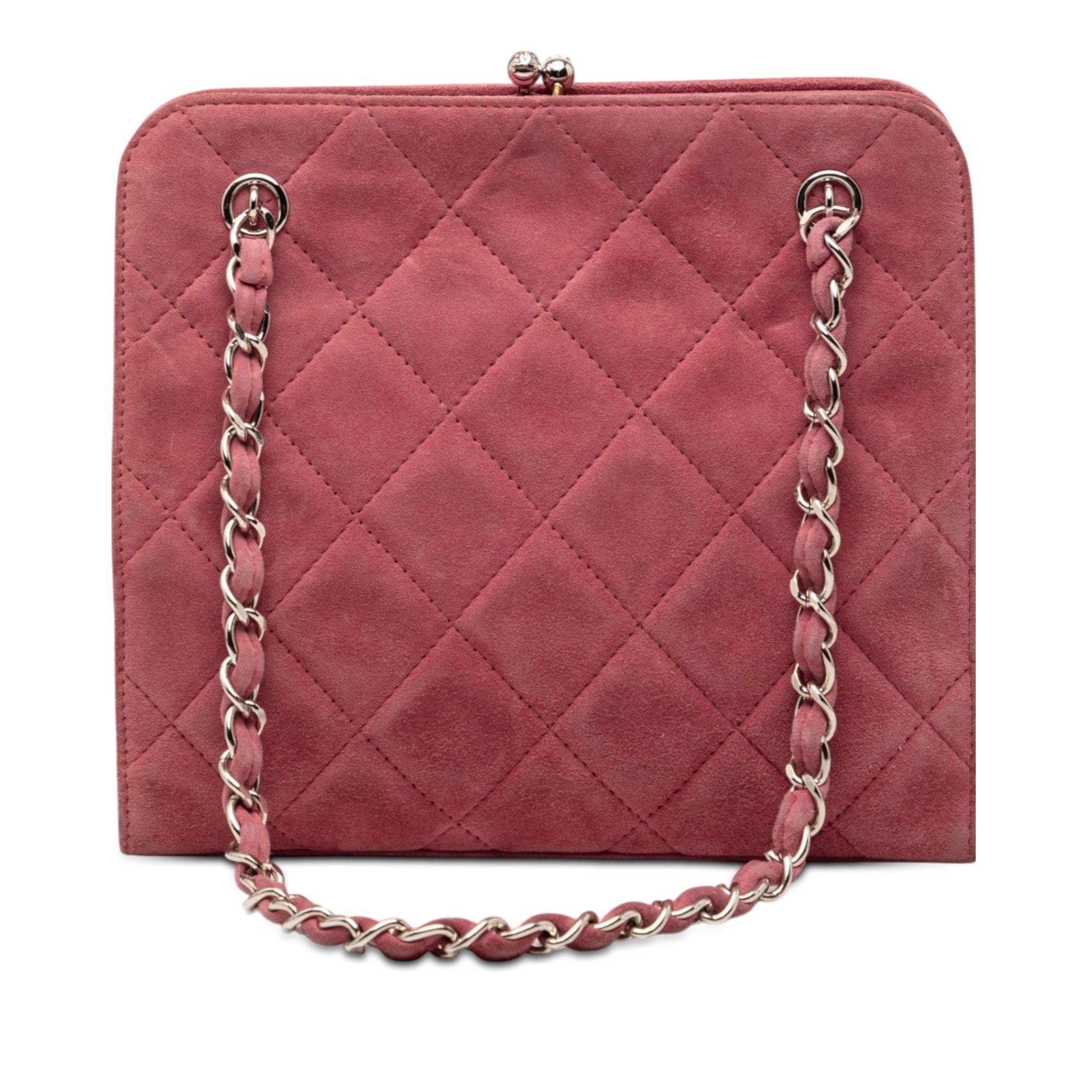 Chanel CC Quilted Suede Kiss Lock Handbag Size ONE SIZE - 1 Thumbnail