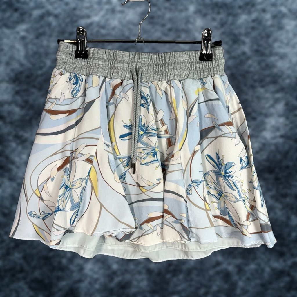 Reiss Womens Skirt Yasmine Swirl Print Flip Blue/Gray Fully Lined Size 0