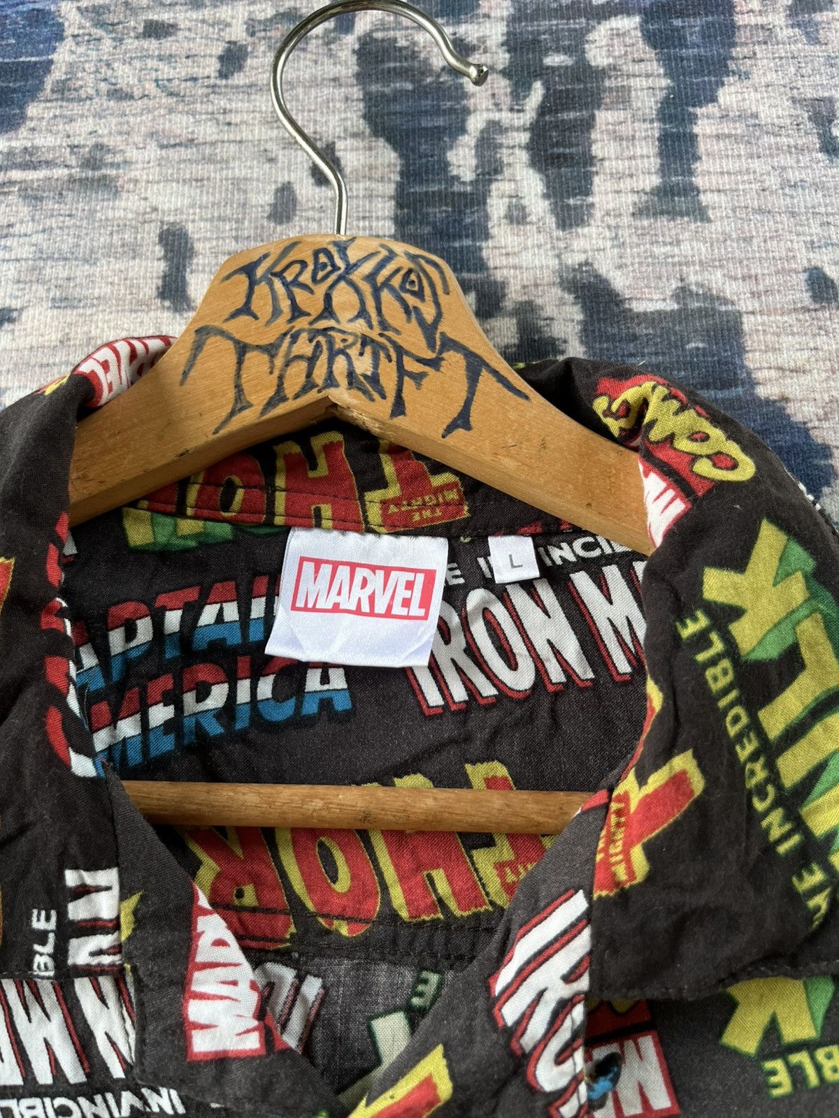 DC Comics × Marvel Comics RARE Marvel Full Print Shirt Button Up Rayon Size US L / EU 52-54 / 3 - 4 Thumbnail