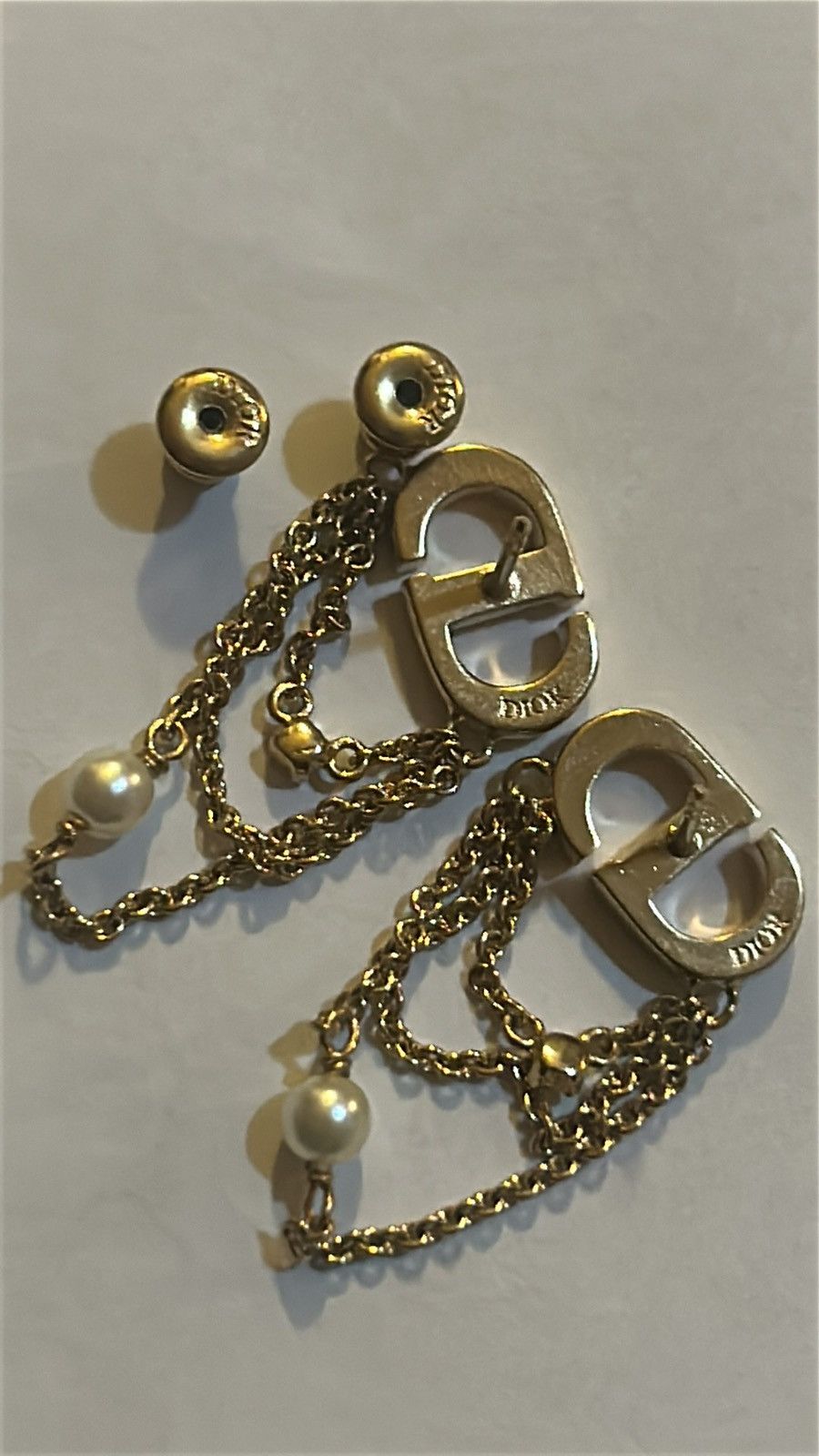 Dior Dior PETIT CD EARRINGS Gold-Finish Metal White Resin Pearl Size ONE SIZE - 9 Thumbnail