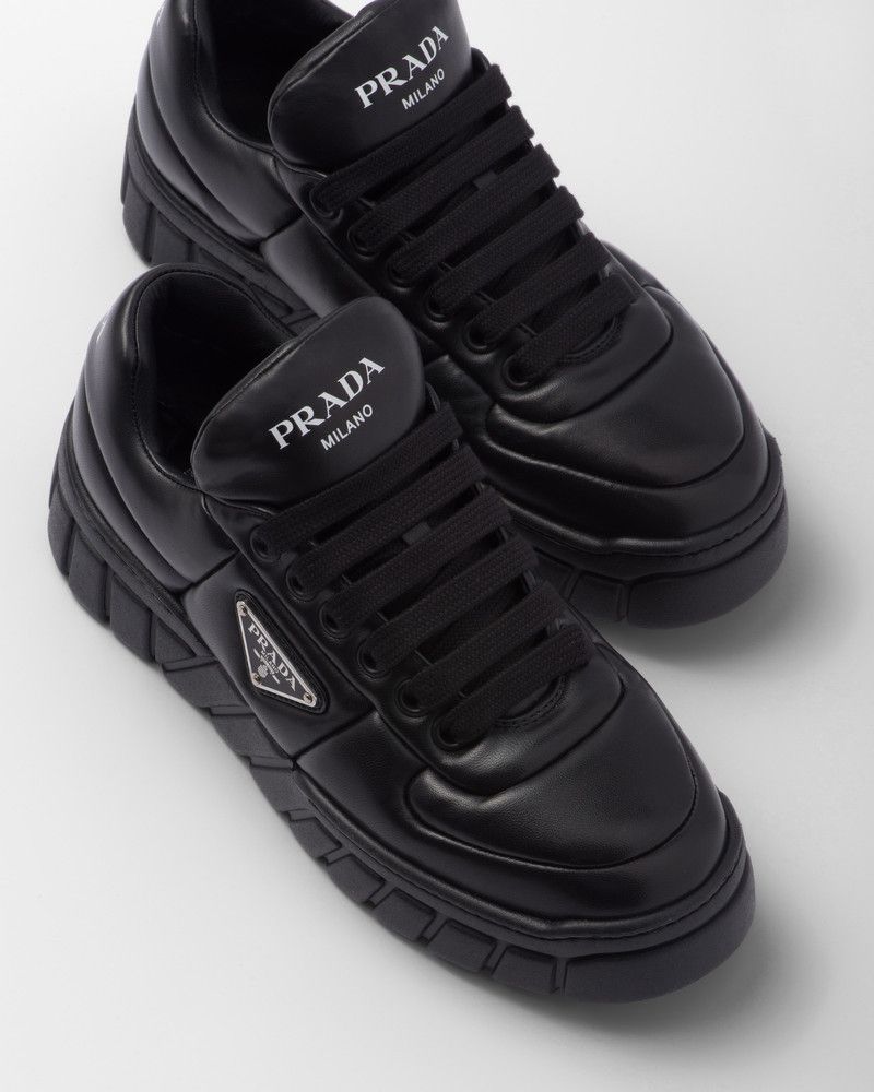 Prada o1B3y1r0526 Padded Nappa Leather Sneakers in Black Size US 5.5 / IT 35.5 - 6 Thumbnail