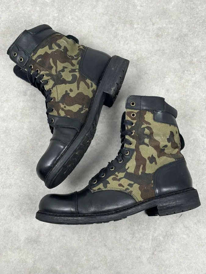 Diesel Diesel Black Leather Camouflage Military Lace-Up Boots Size US 10 / EU 43 - 8 Thumbnail