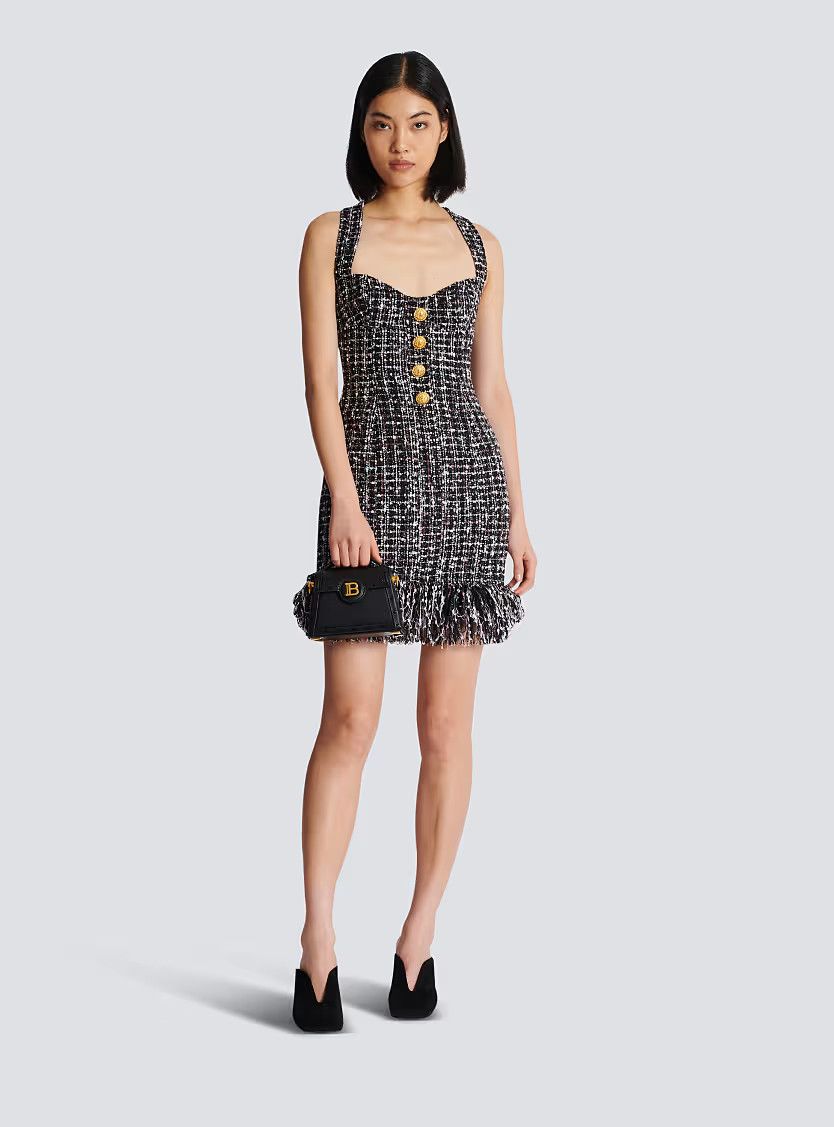 Balmain o1s1wg110725 Short Tweed Dress in Black Size XL / US 12-14 / IT 48-50 - 5 Thumbnail