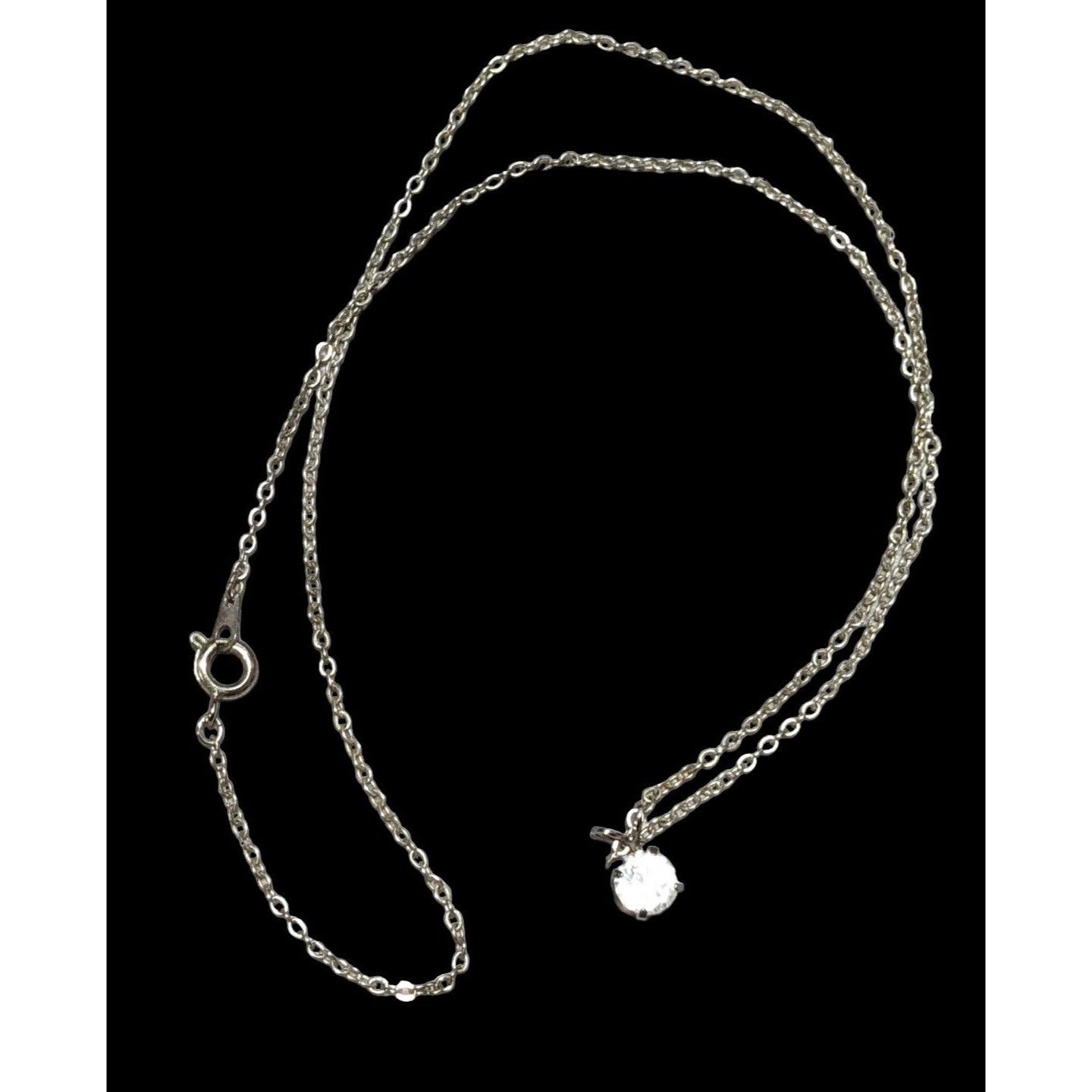 Other Silver Minimalist Clear Glass Stone Necklace Size ONE SIZE - 3 Thumbnail