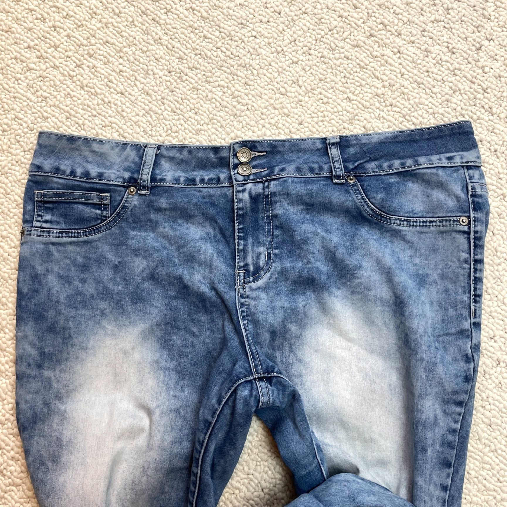 Denime Blue Savvy Jeans Womens 16 Denim Stone Washed Stretch Two Button Mid Rise 39x26 5-Pocket Design Size 38" / US 16 / IT 52 - 6 Thumbnail