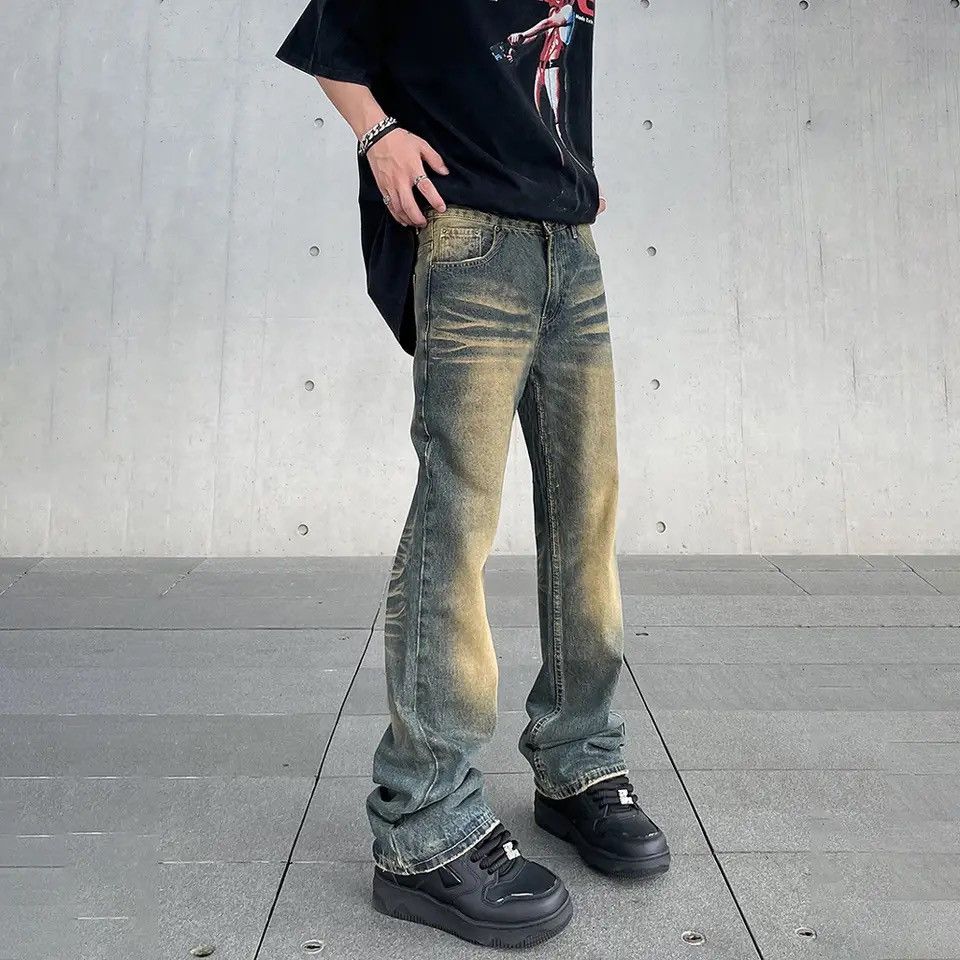 Japanese Brand × Vintage Flared jeans wide legs baggy vintage designer trousers Y2k Size US 30 / EU 46 - 1 Thumbnail