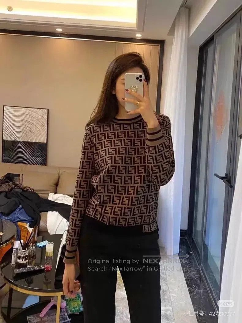 Fendi Fendi Brown knitted sweater with FF monogram logo Size S / US 4 / IT 40 - 7 Thumbnail