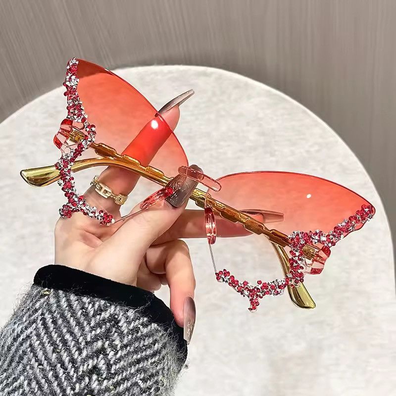 Electric Visual Luxury Aesthetic Butterfly Shades – Hand-Set Rhinestones Size ONE SIZE - 1 Thumbnail