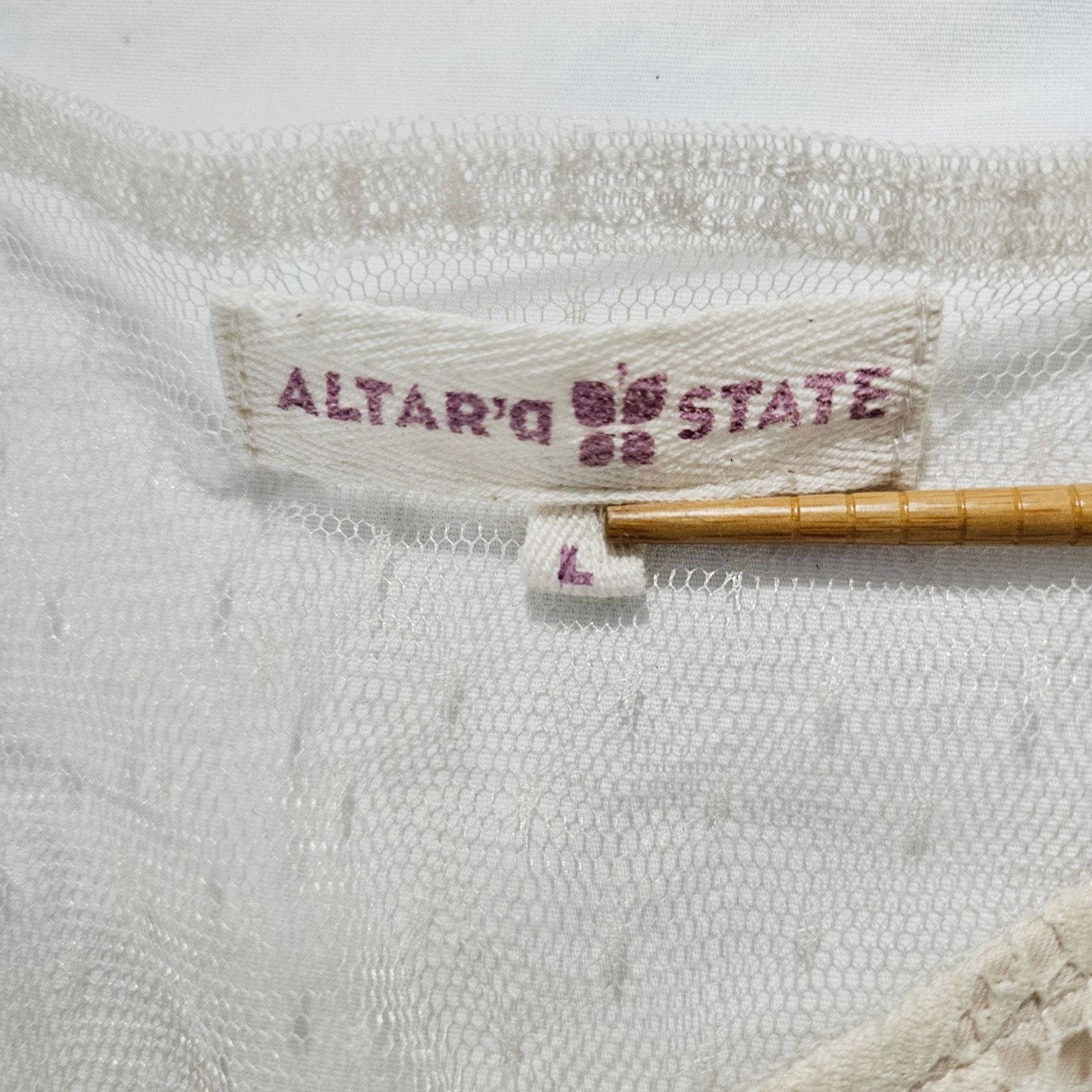 Other EUC Altar'd State Mixed Lace A-Line Dress Sz. L Champagne Size L / US 10 / IT 46 - 9 Thumbnail