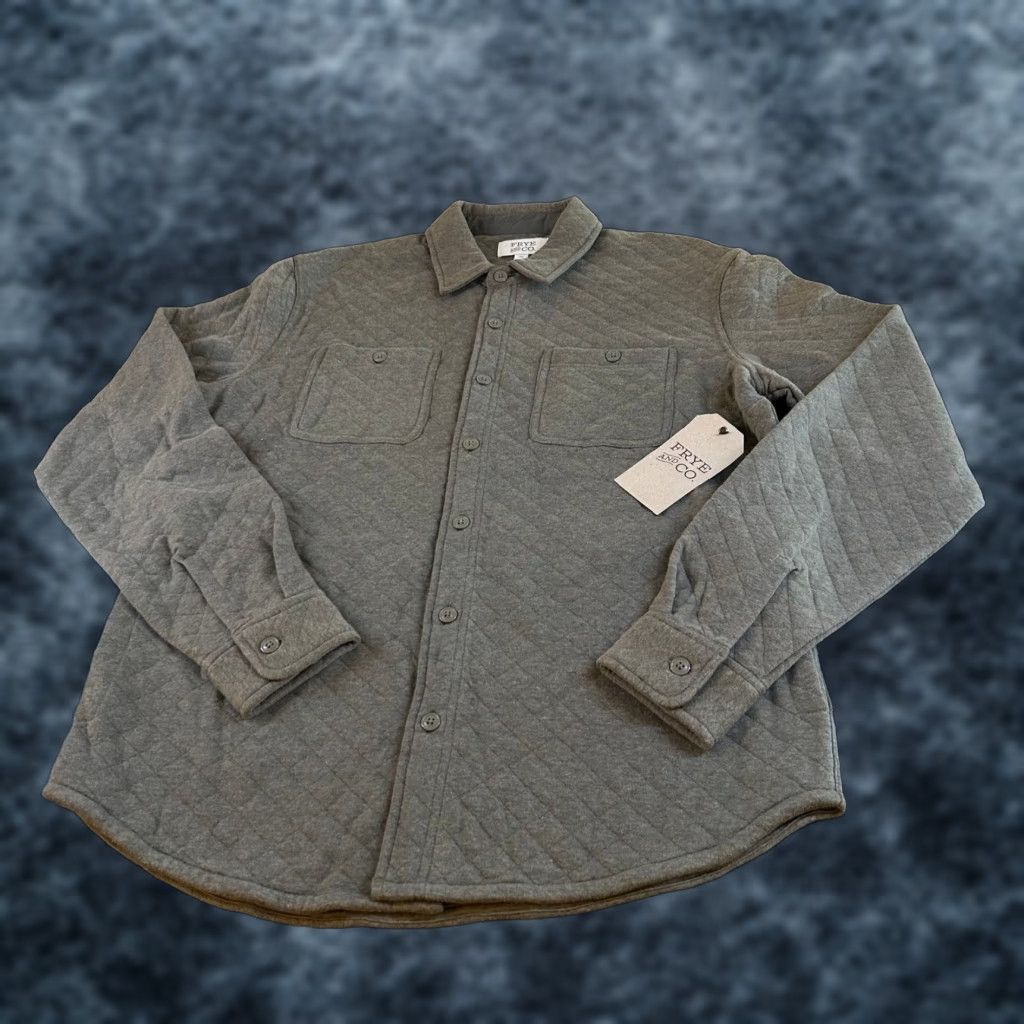 Frye Frye and Co Quilted Shirt Jacket Button Up Pockets Dusky Green Heather Mens Medium Size US M / EU 48-50 / 2 - 1 Thumbnail