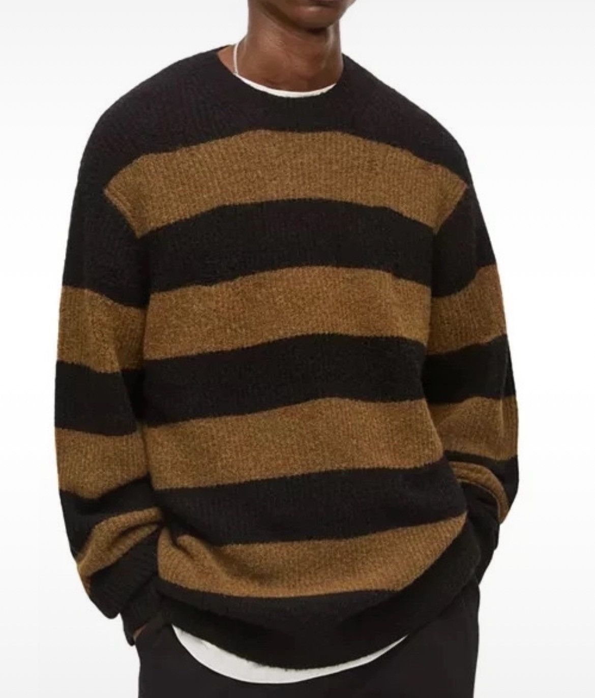 Allsaints All Saints shima black and brown striped jumper Size US L / EU 52-54 / 3 - 1 Thumbnail