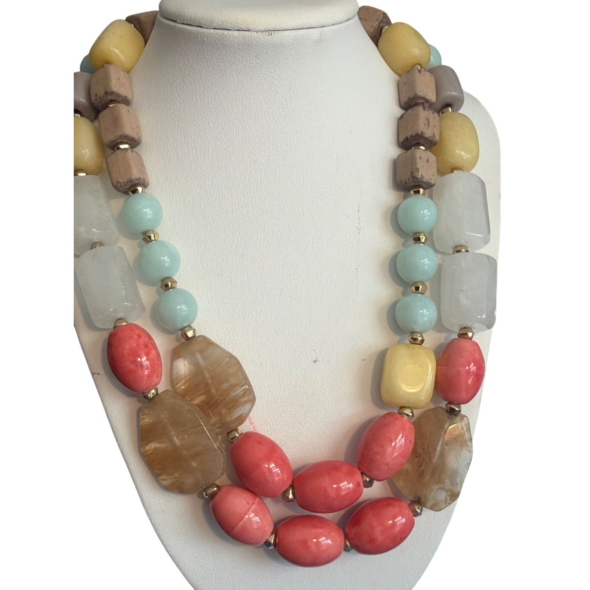 Loft Loft Multi Color Chunky Bead Statement Necklace Wood Stone Q Size ONE SIZE - 1 Thumbnail