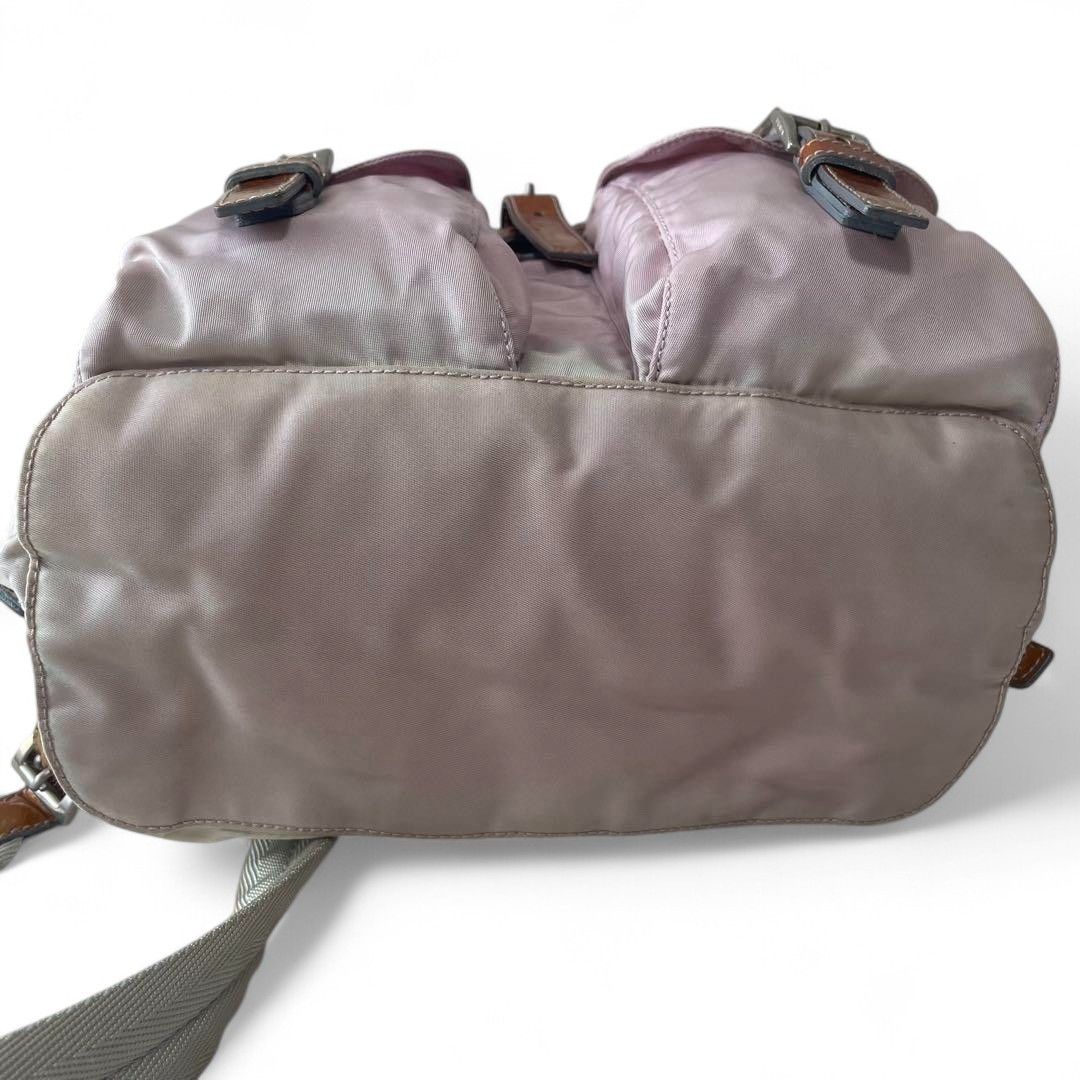Prada Prada - Pink Leather Nylon Rucksack Backpack Triangle Logo Size ONE SIZE - 6 Thumbnail