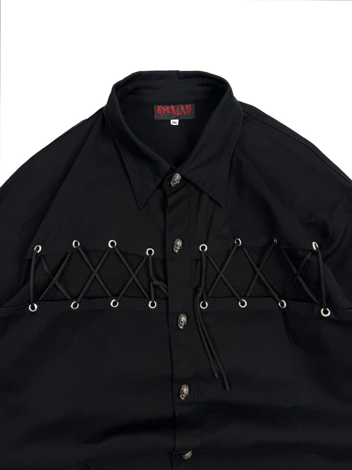 Killstar Aderlass Gothic Punk Shirt Skull Buttons Lace Up Avant Garde Size US XXL / EU 58 / 5 - 6 Thumbnail