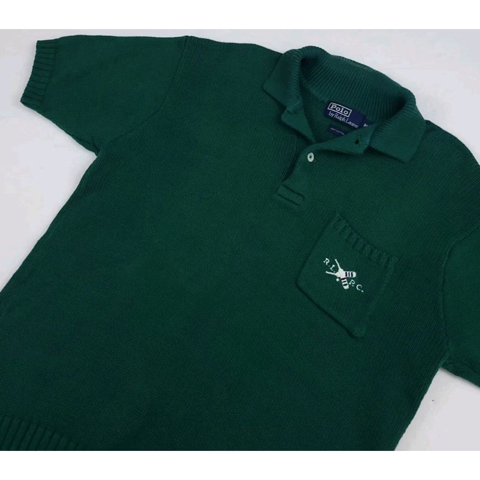 Polo Ralph Lauren VINTAGE Polo Ralph Lauren RLPC Cricket Knit Sweater Men M Green Pullover Tennis Crest Ribbed Sleeve Short Collar Shirt? Size US M / EU 48-50 / 2 - 4 Thumbnail
