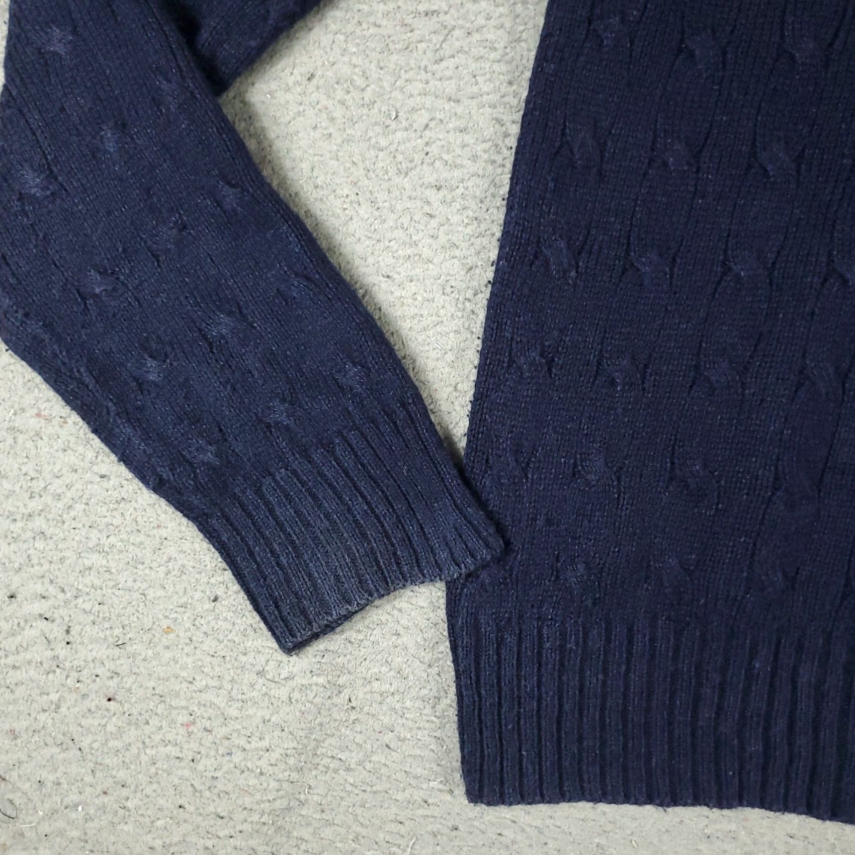 Ralph Lauren Ralph Lauren Sweater Mens XL Navy Blue Silk Cable-Knit Pony Crew Neck Sweatshirt Size US XL / EU 56 / 4 - 4 Thumbnail