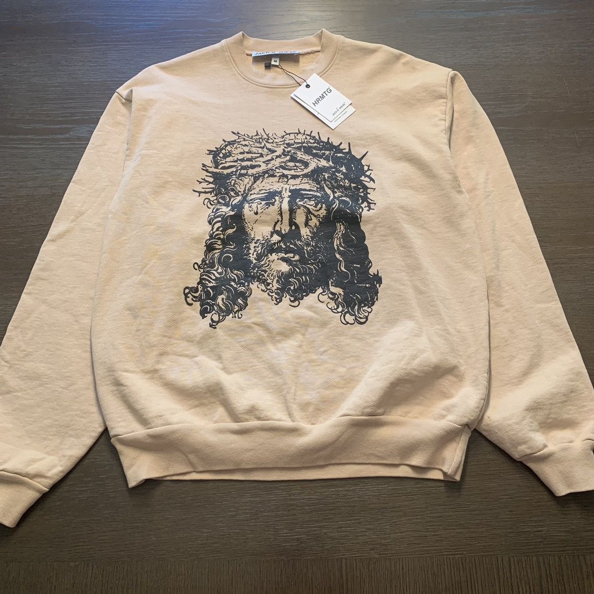 image of Hrmtg X Jack B Wiese Gesù Sweatshirt Crewneck Deadstock in Beige, Men's (Size Medium)
