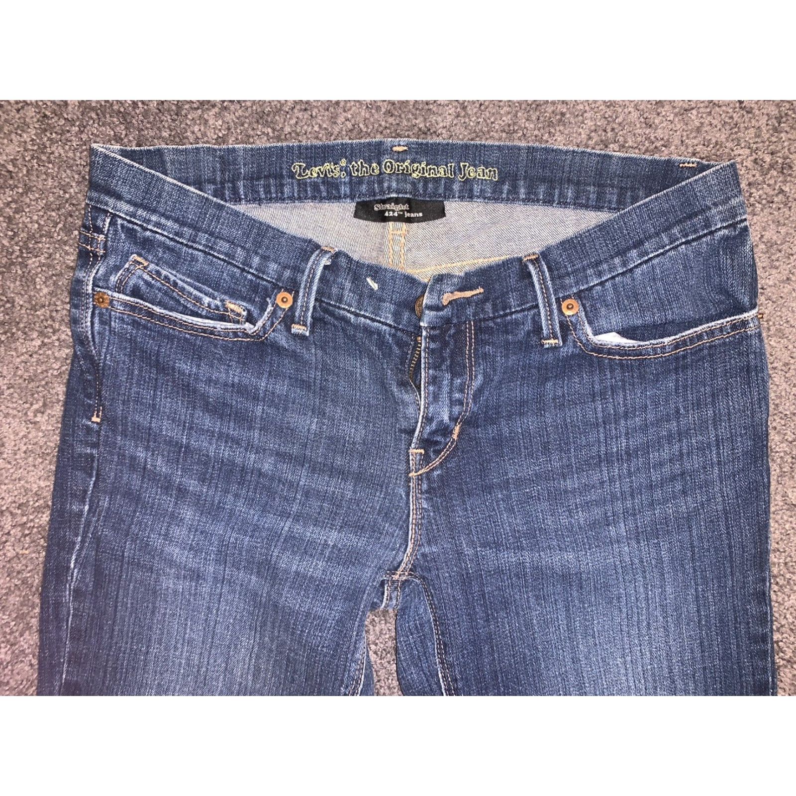 Levi's Womens Levi's 424 Jeans Straight Denim Blue 28x30 Regular Stretch 7/28 Size 28" / US 6 / IT 42 - 5 Thumbnail