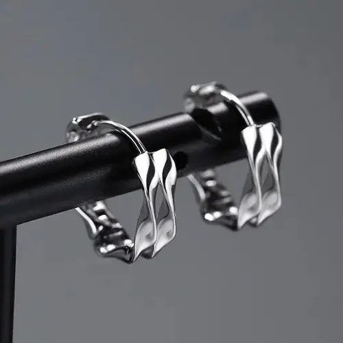 Other 925 Silver Plated Twist Small Hoop Earrings for Men Women Size ONE SIZE - 3 Thumbnail
