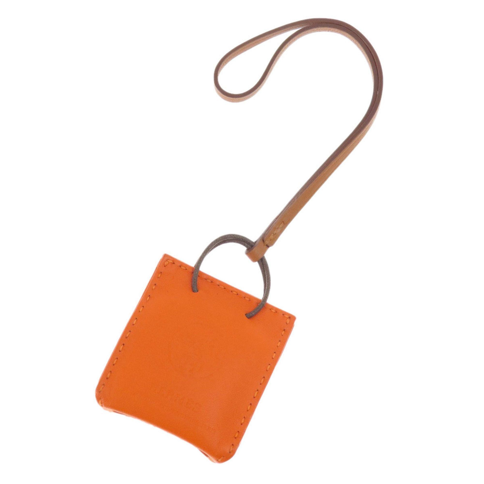 image of Hermes Bag Charm Sac Orange Fu Keychain Anu Milo Women's in Black