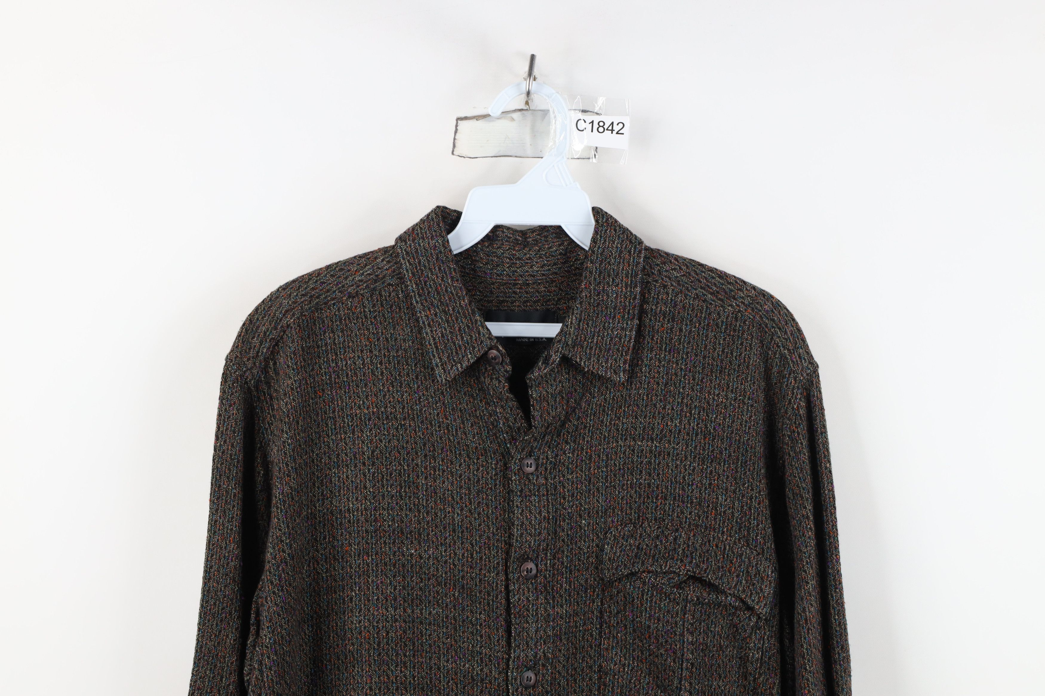 Vintage Vintage 90s Streetwear Knit Heavyweight Button Shirt USA Size US M / EU 48-50 / 2 - 2 Thumbnail