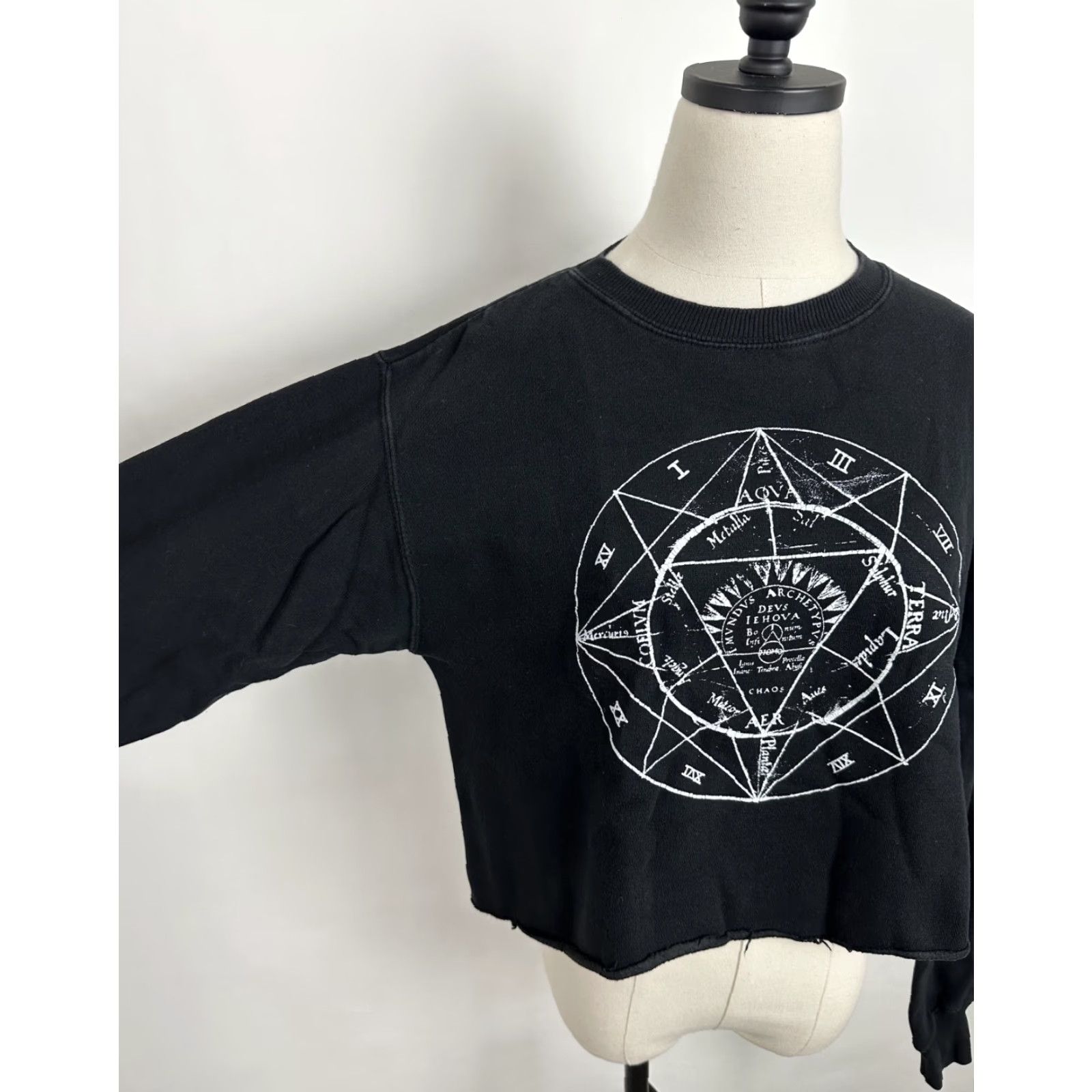 Vintage John Galt Sweatshirt Womens Small Halloween Black Cropped Raw Hem Witch Crewneck Shirt Size S / US 4 / IT 40 - 3 Thumbnail