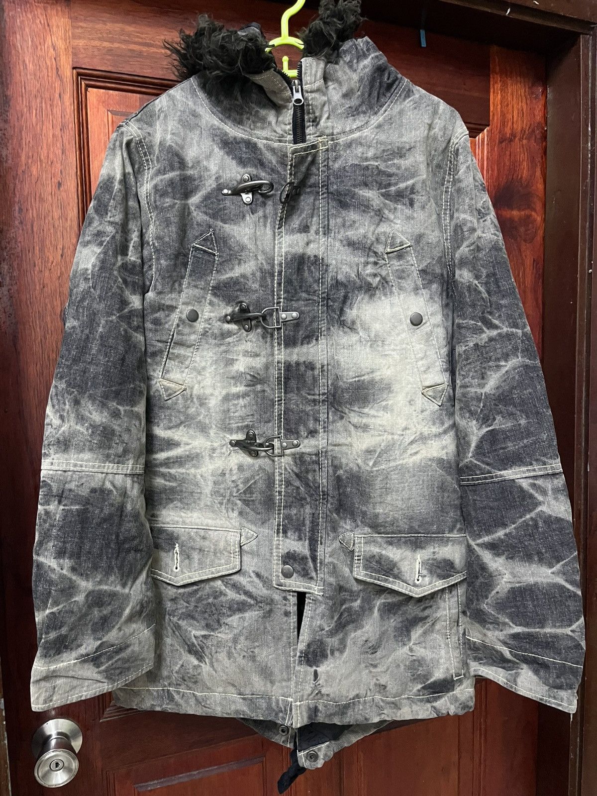 Japanese Brand Black Distress denim hoodie Allix design six pocket jacket Size US L / EU 52-54 / 3 - 11 Thumbnail