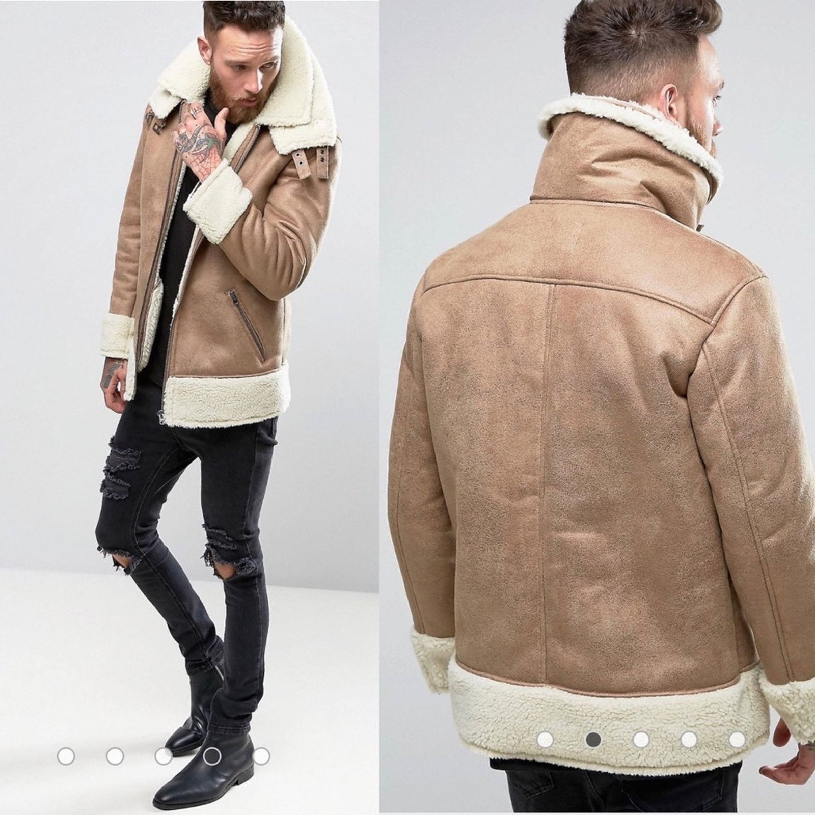 Asos ASOS oversized faux shearling camel aviator coat size XS Size US XS / EU 42 / 0 - 1 Thumbnail