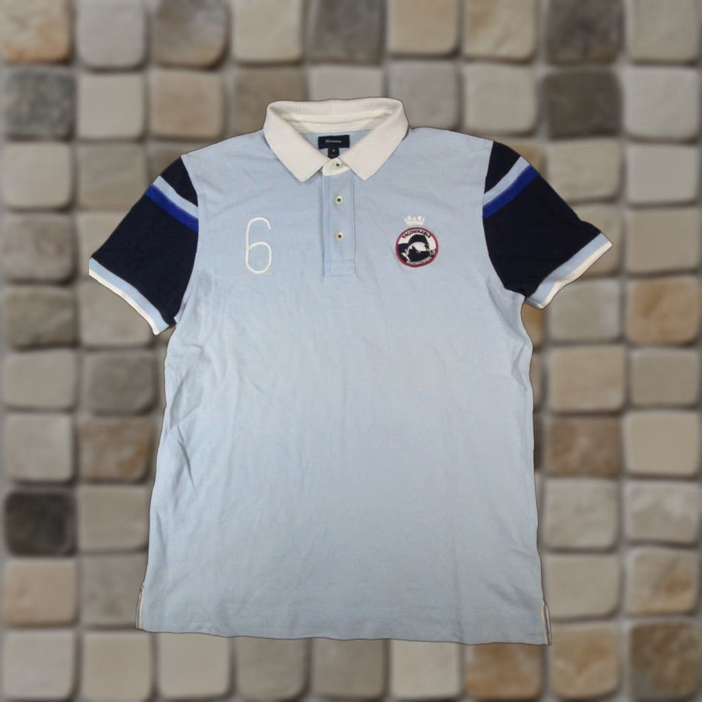 Faconnable Façonnable Polo Shirt Mens M Blue White Cotton Knit Short Sleeve Golf Shirt Regular Fit Size US M / EU 48-50 / 2 - 1 Thumbnail