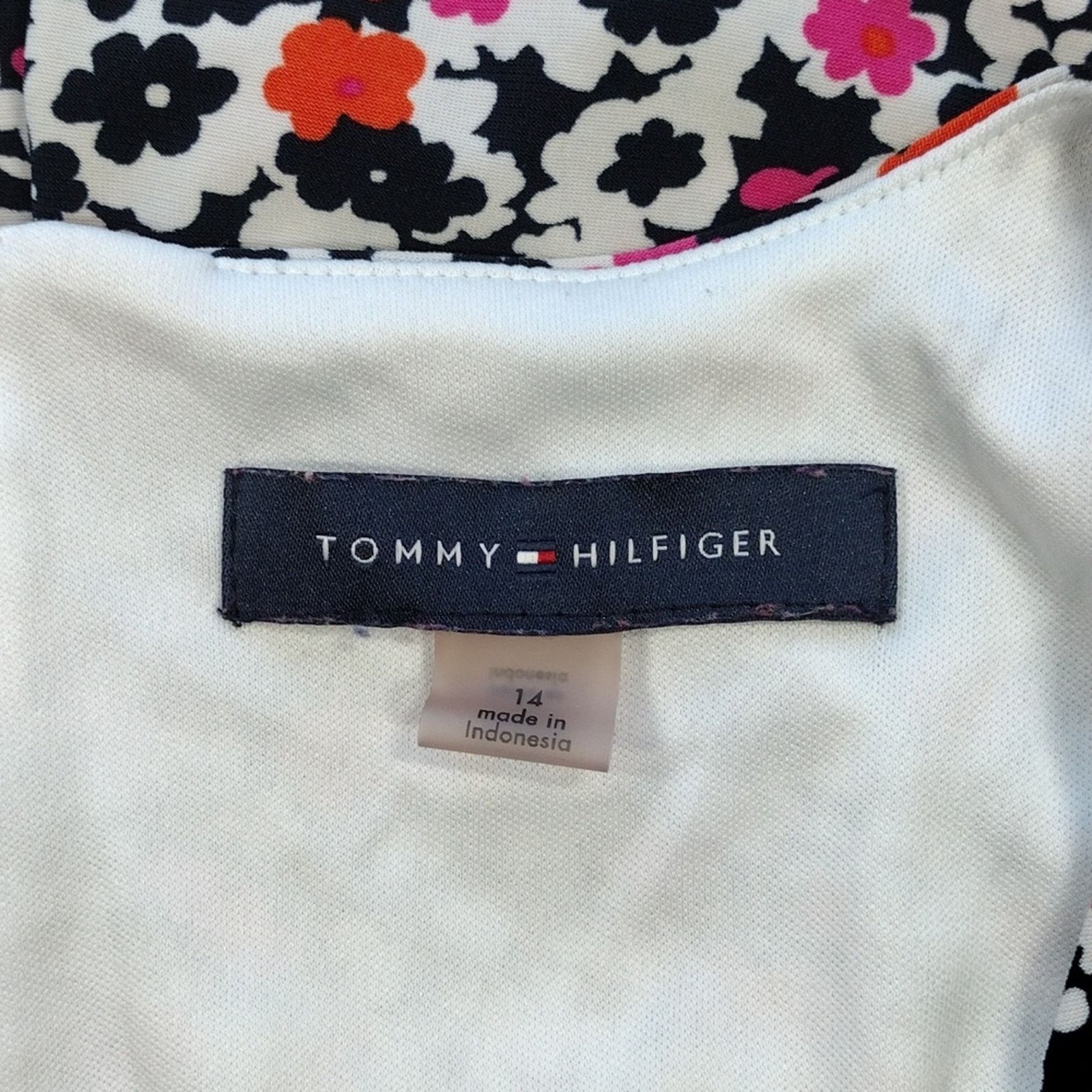 Tommy Hilfiger Tommy Hilfiger Navy Pink Orange Floral Flower Stretchy Dress Size XL / US 12-14 / IT 48-50 - 5 Thumbnail