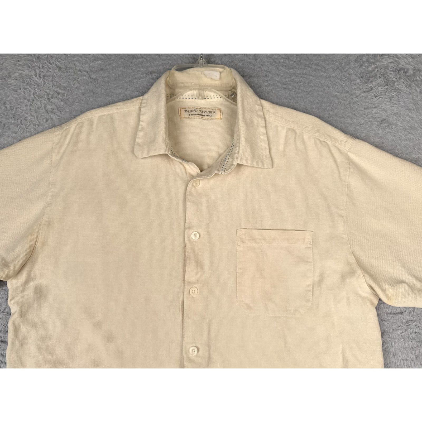 Vintage VINTAGE Island Republic Shirt Men XL Ivory Silk Button Hawaiian Short Slev READ Size US XL / EU 56 / 4 - 4 Thumbnail