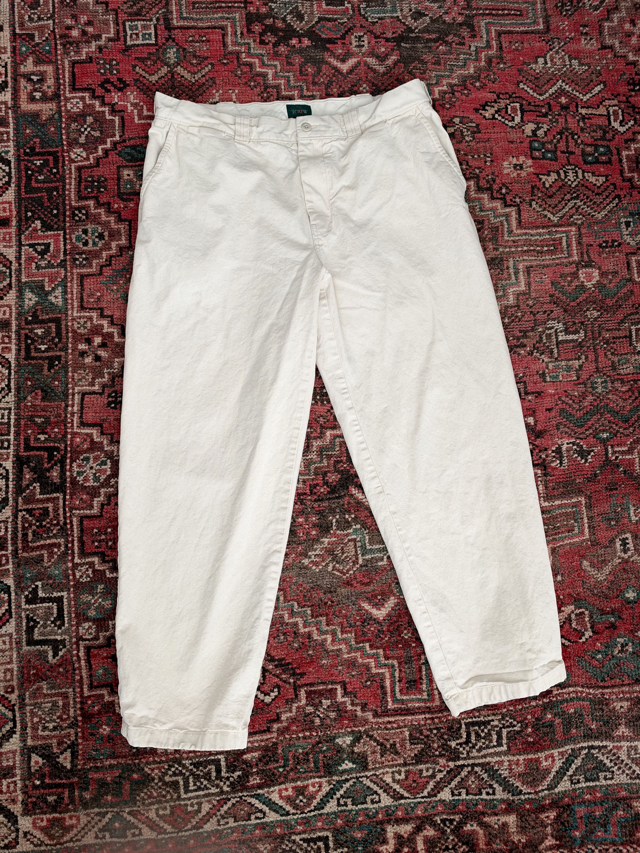 J.Crew J.Crew Cotton Canvas Wide Fit Trousers in Natural, 38x32 Size US 38 / EU 54 - 1 Thumbnail