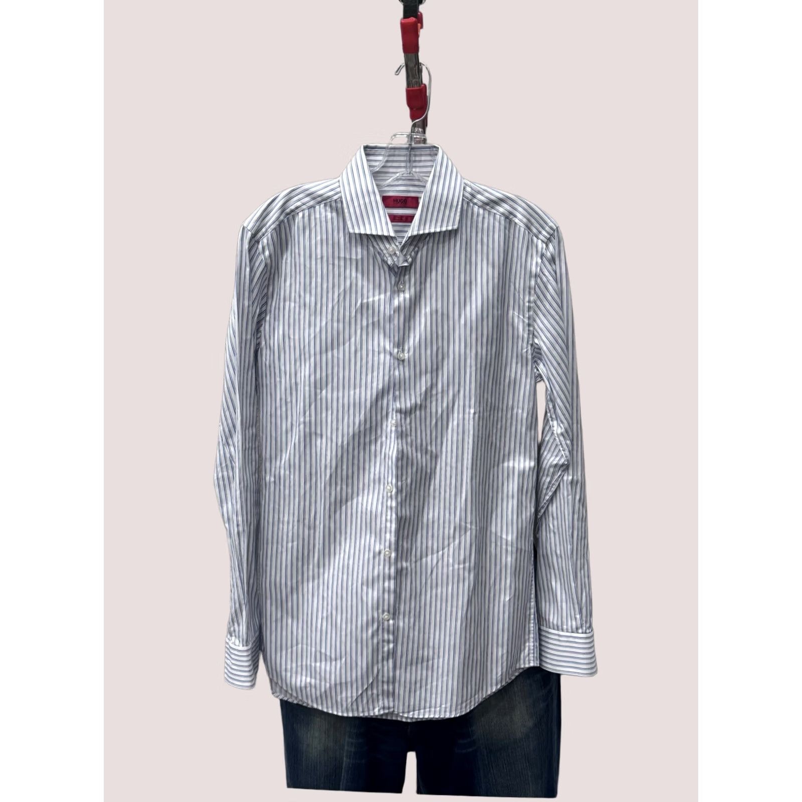 Hugo Boss Hugo Boss Shirt Long Sleeve Blue White Stripe Small Slim 15 x 33/34 s Mens Size US S / EU 44-46 / 1 - 1 Thumbnail