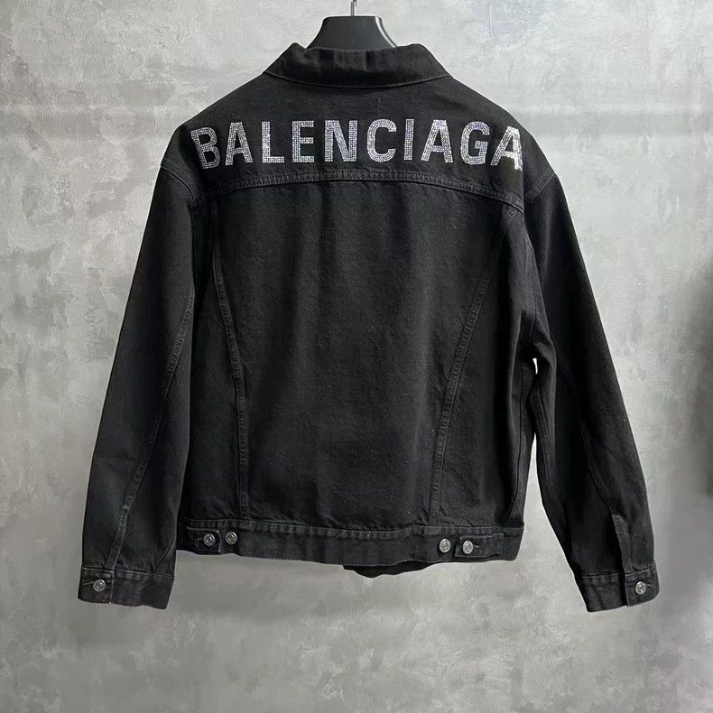 Balenciaga Black Balenciaga Denim Jacket with Logo Size US M / EU 48-50 / 2 - 1 Thumbnail