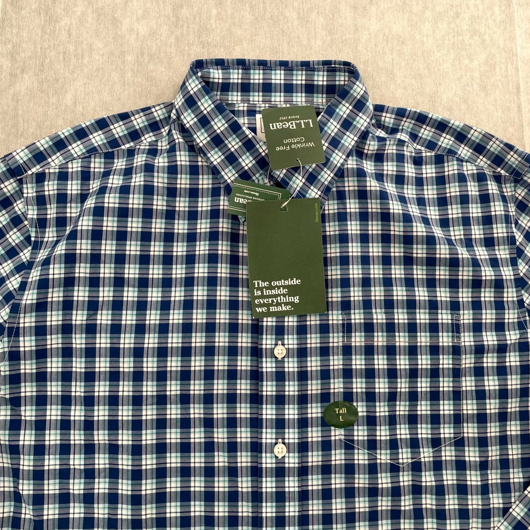 Vintage VINTAGE LL Bean Shirt Adult Large Tall Blue Check Wrinkle Free Cotton Long Sleeve Mens L Size US L / EU 52-54 / 3 - 2 Thumbnail