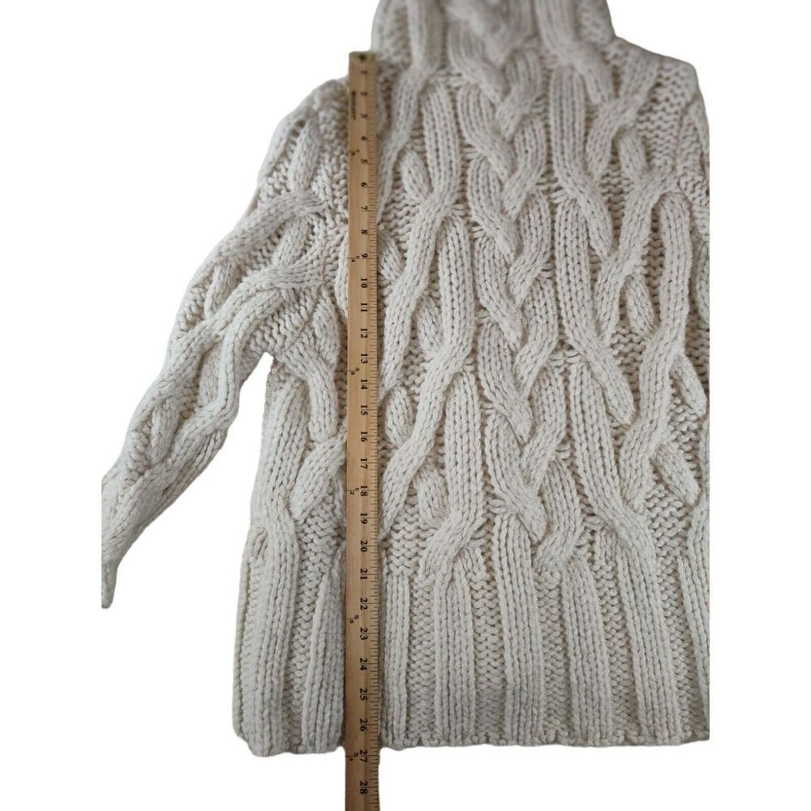 Zara Zara Super Chunky Cable Knit Sweater Ivory Medium mock Neck Size M / US 6-8 / IT 42-44 - 4 Thumbnail