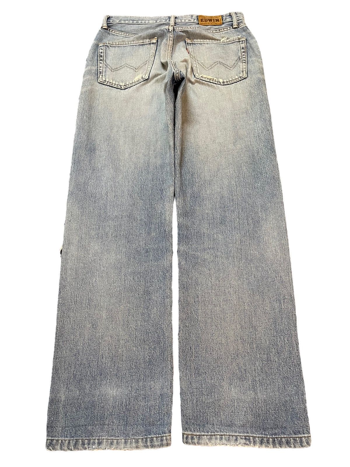 Edwin Vintage Edwin 405 Blue Wash Faded Distressed Baggy Jeans Size US 31 - 2 Thumbnail