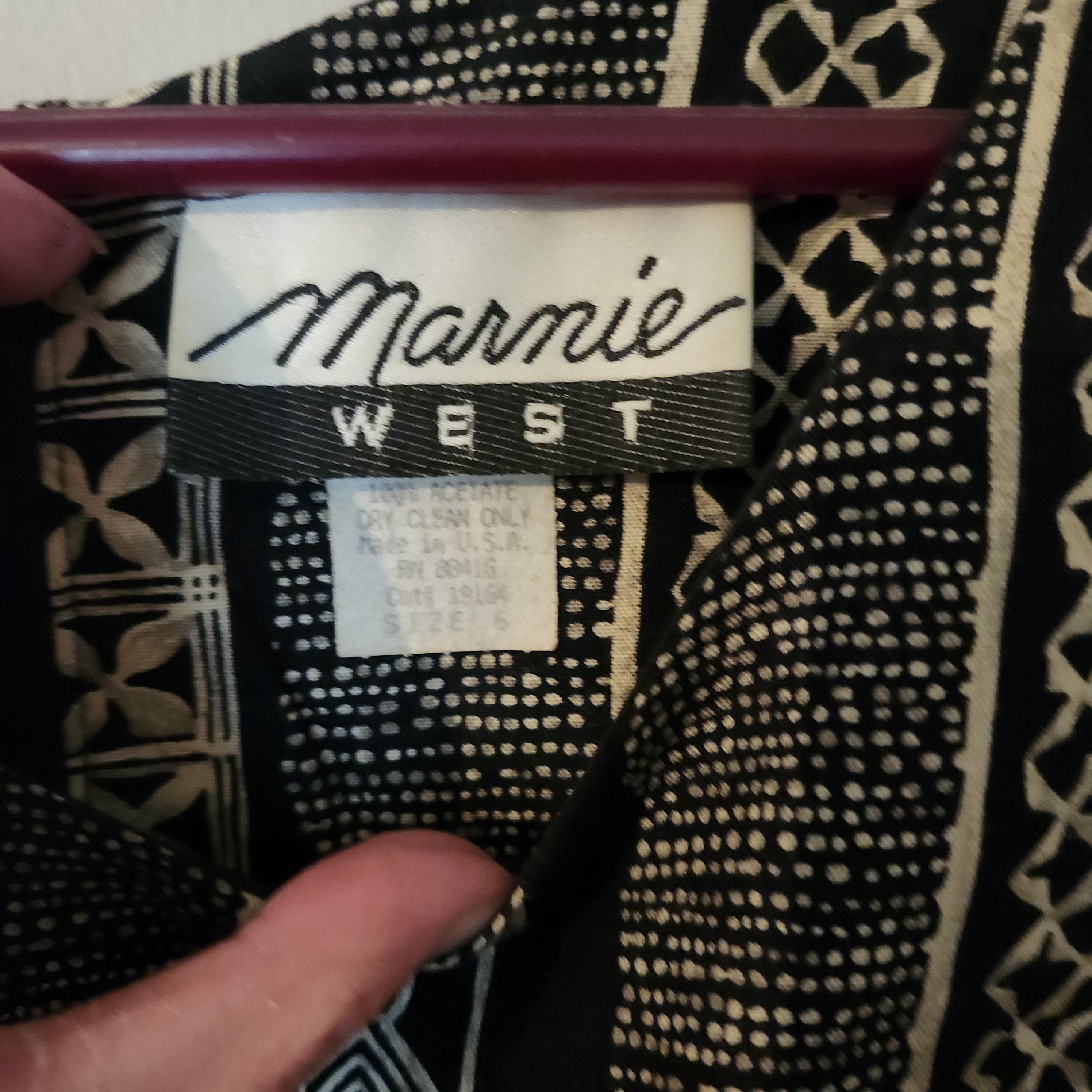 Other Marnie West Size 6 Black Cream Geometric Short Dress Vintage Size M / US 6-8 / IT 42-44 - 3 Thumbnail