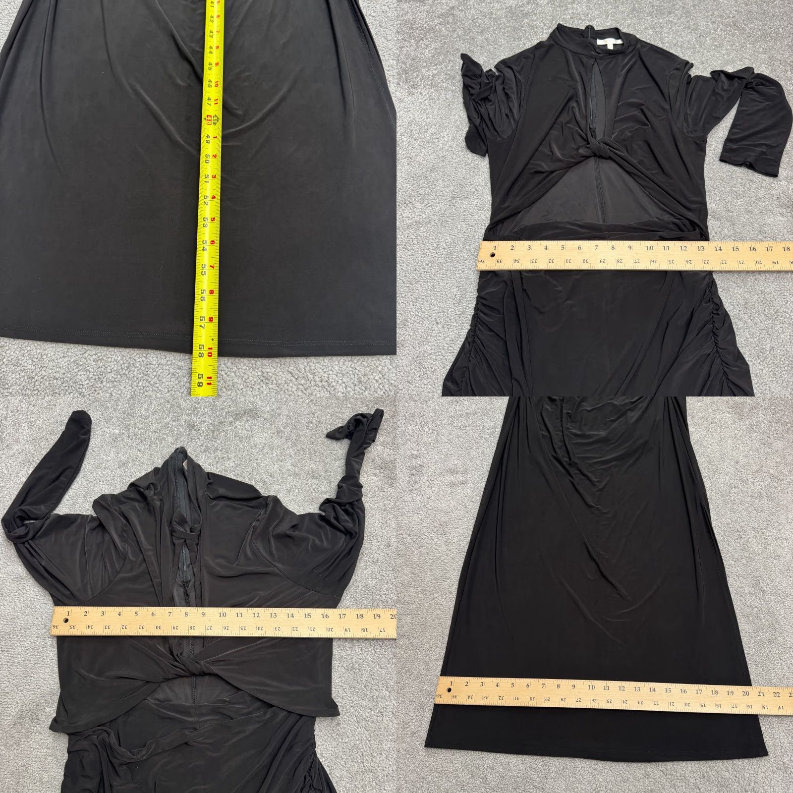 Vintage WAYF Maxi Dress Womens XL Black Twisted Front Cut Out Long Sleeve V-Neck Formal Slit Pattern: Solid Size XL / US 12-14 / IT 48-50 - 9 Thumbnail