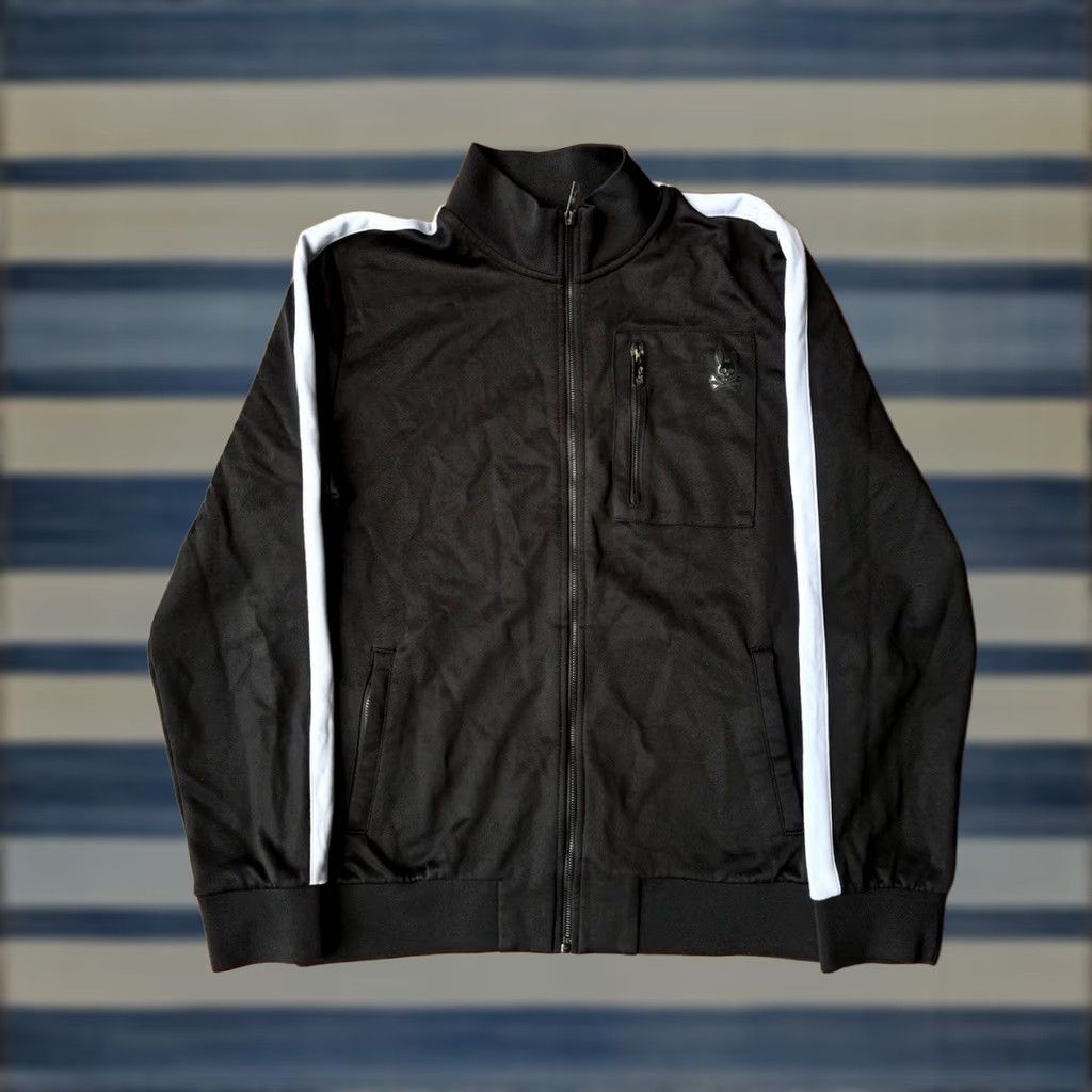Psycho Bunny Psycho Bunny Moro Track Jacket Mens Large Black Full Zip Bomber Coat, Knit, Regular Fit, Pockets, Preppy, Casual, Golf & Gym Size US L / EU 52-54 / 3 - 1 Thumbnail