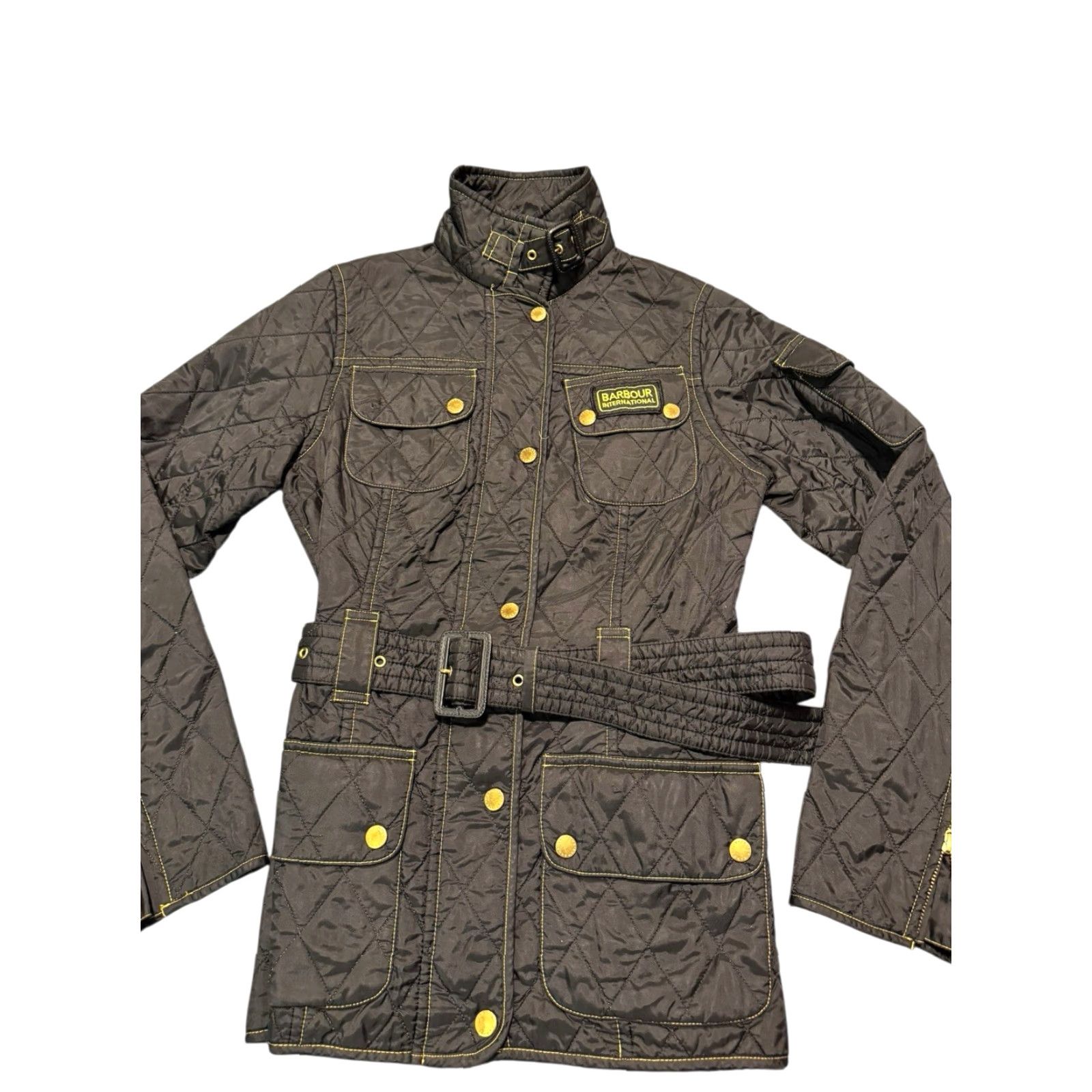 Barbour BARBOUR INTERNATIONAL Jacket Women’s Polarquilt Size UK 8 US 4 Black/Yellow Size S / US 4 / IT 40 - 2 Thumbnail