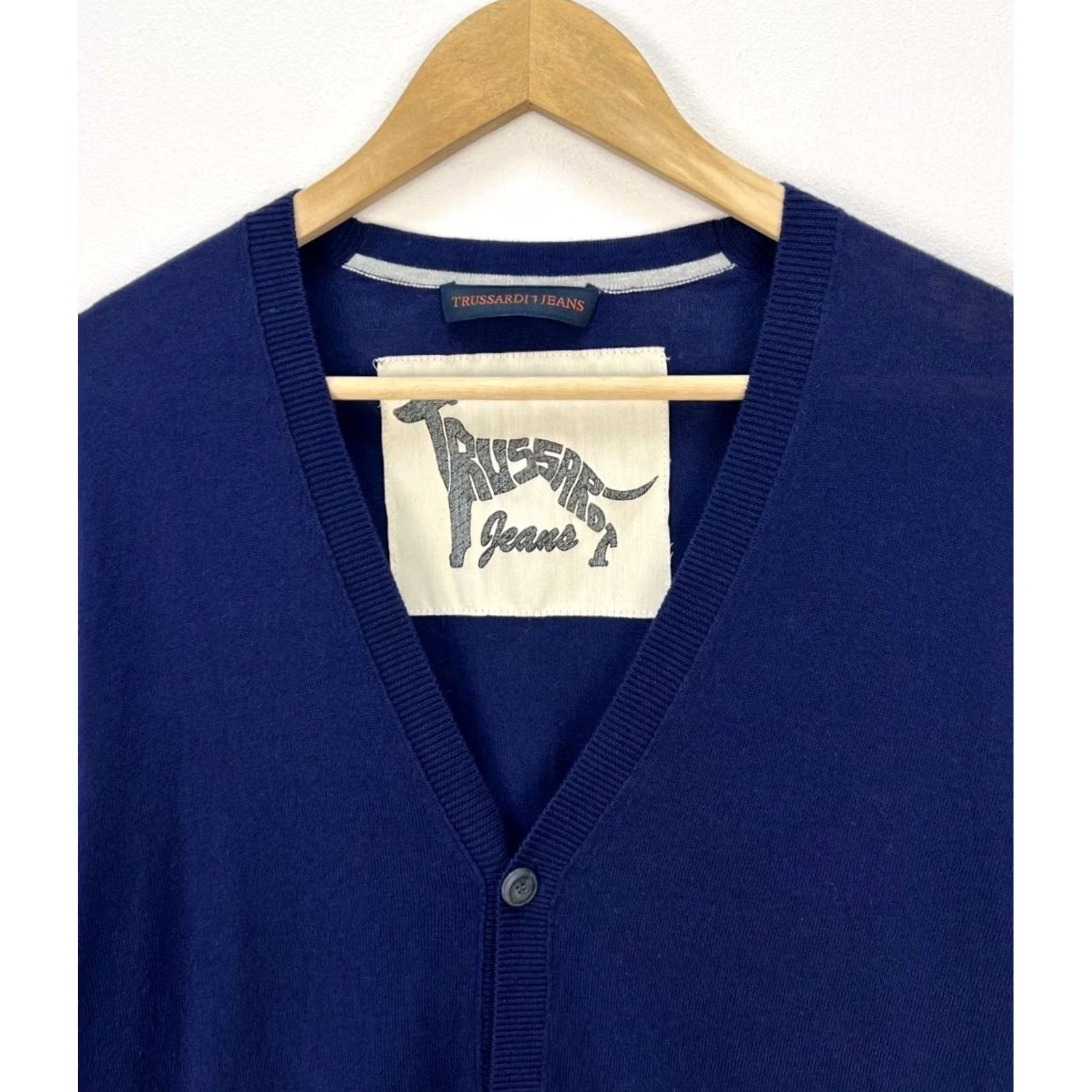 Trussardi Trussardi Jeans Cardigan Sweater Men L Blue Cotton Button V-Neck Shirt Womens Mens? Size US L / EU 52-54 / 3 - 2 Thumbnail