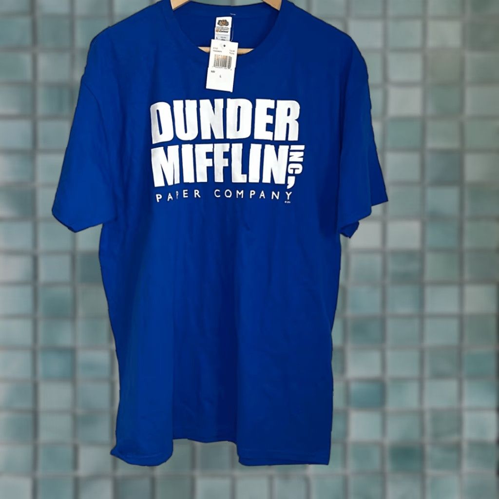 Fruit Of The Loom Dunder Mifflin Paper Company Royal Blue Mens Short Sleeve T Shirt L New Size US L / EU 52-54 / 3 - 1 Thumbnail