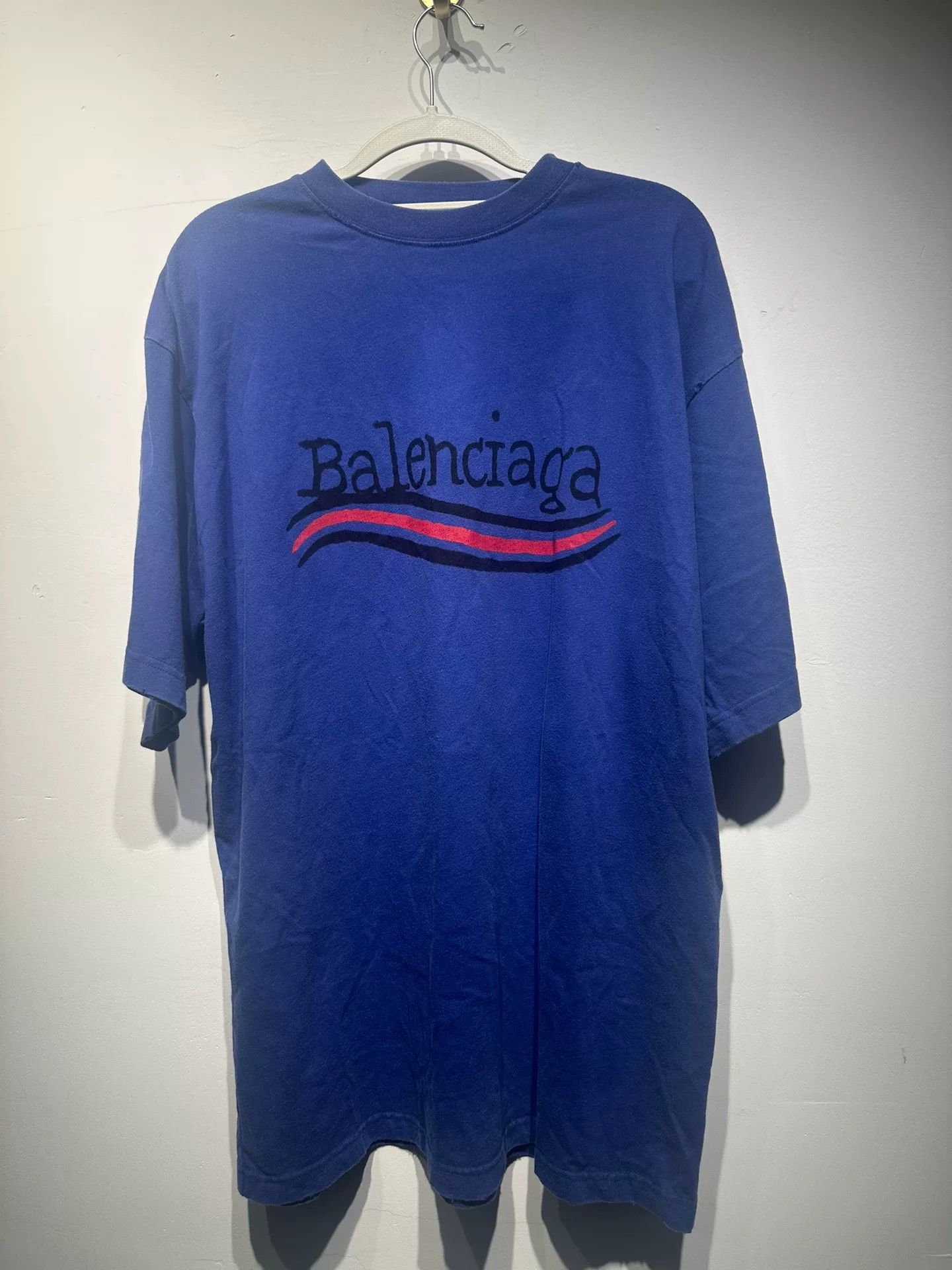 Balenciaga Balenciaga Retro Printed Blue T-Shirt S Men Size US S / EU 44-46 / 1 - 1 Thumbnail