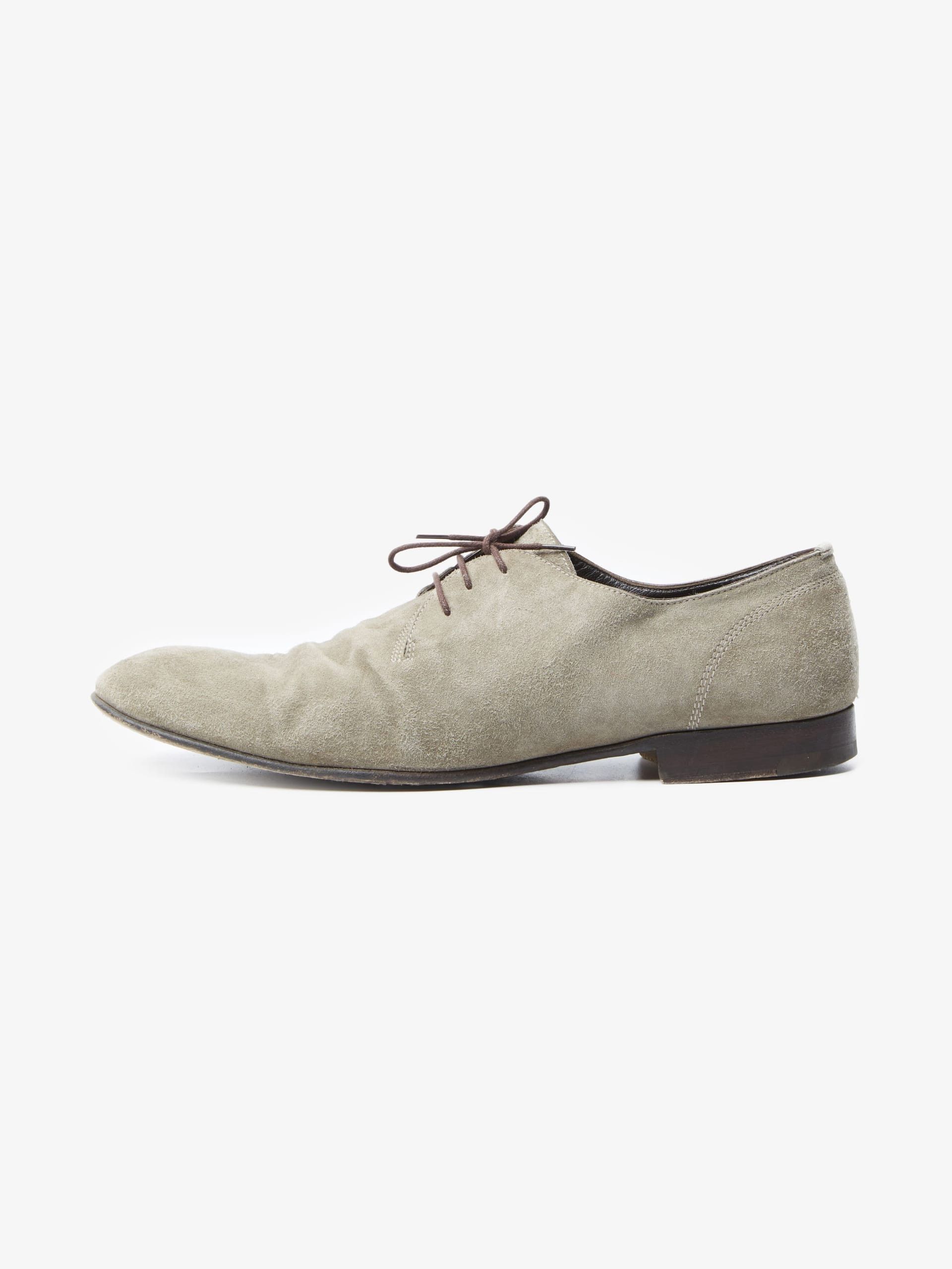 image of Dolce Gabbana Gray Suede Leather Derby Shoes in Grey, Men's (Size 9)